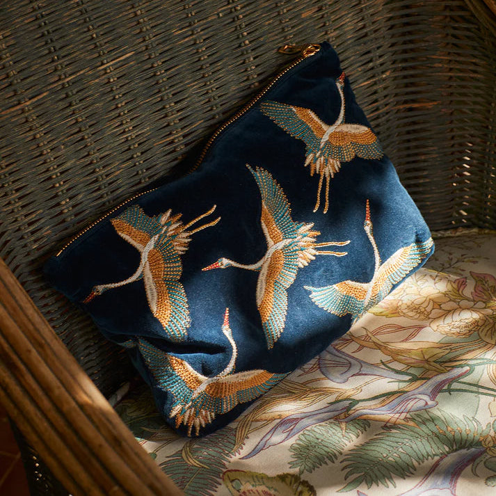 Cranes Everyday Pouch - Ink Blue