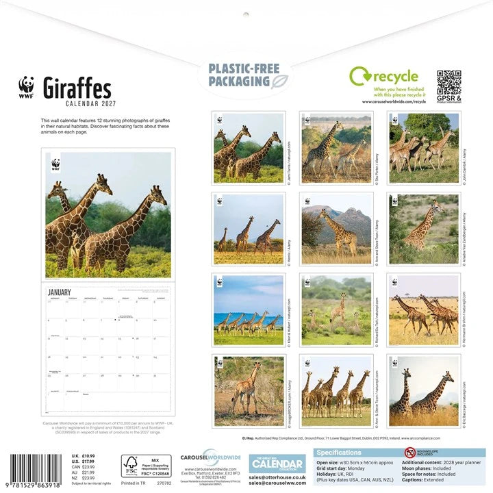 WWF Giraffes Calendar 2027