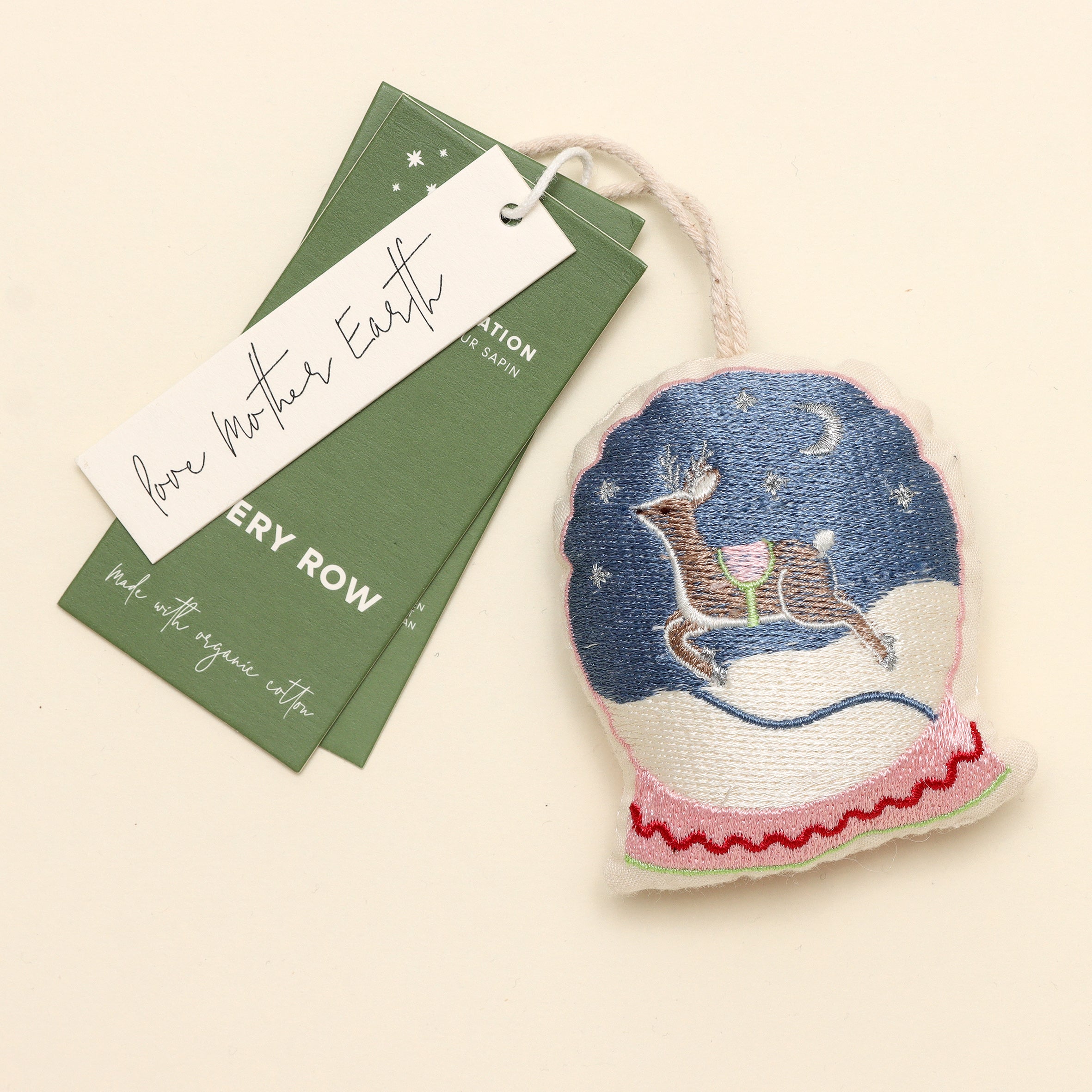 Embroidered Tree Decoration - Snow globe