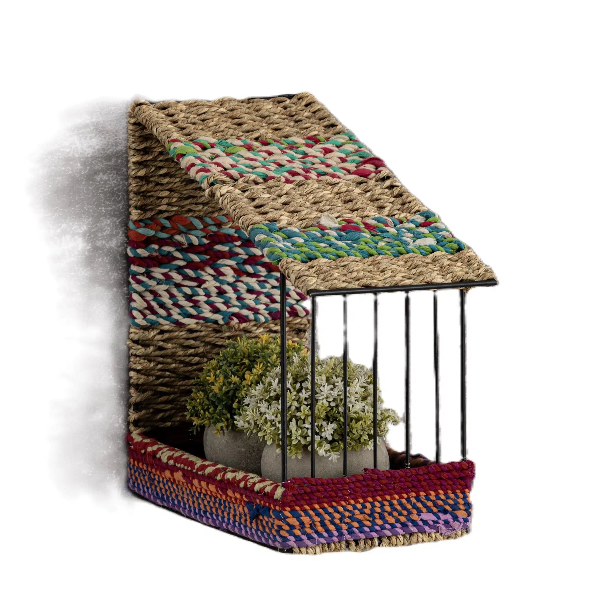 Munja & Reclaimed Sari Fabric Wall Bird Feeder
