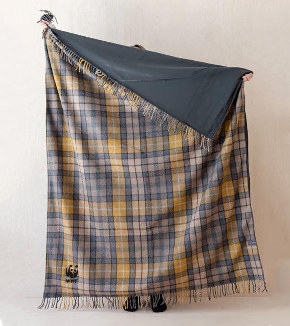Recycled Wool Large Picnic Blanket - Natural Tartan