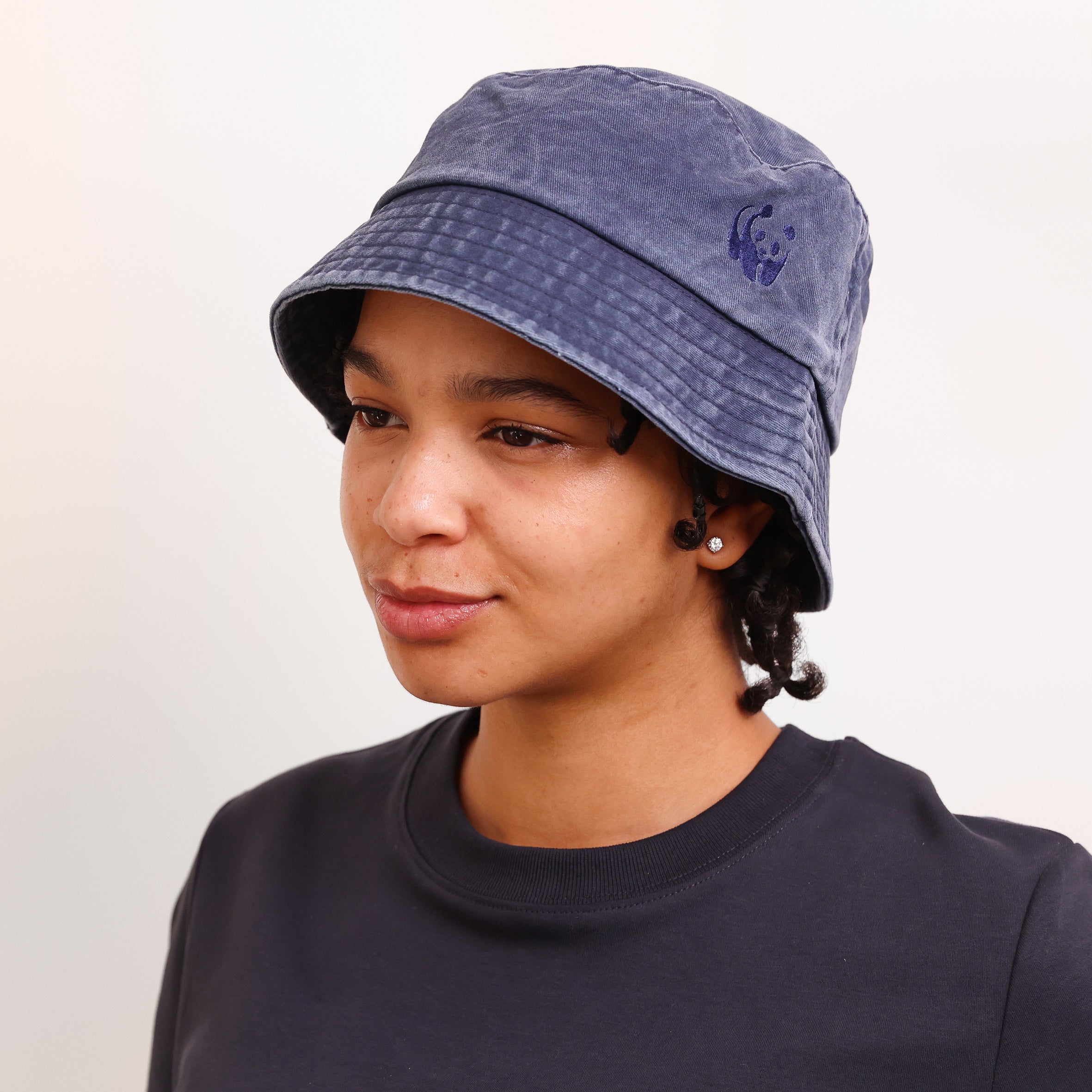 WWF Washed Effect Bucket Hat - Navy