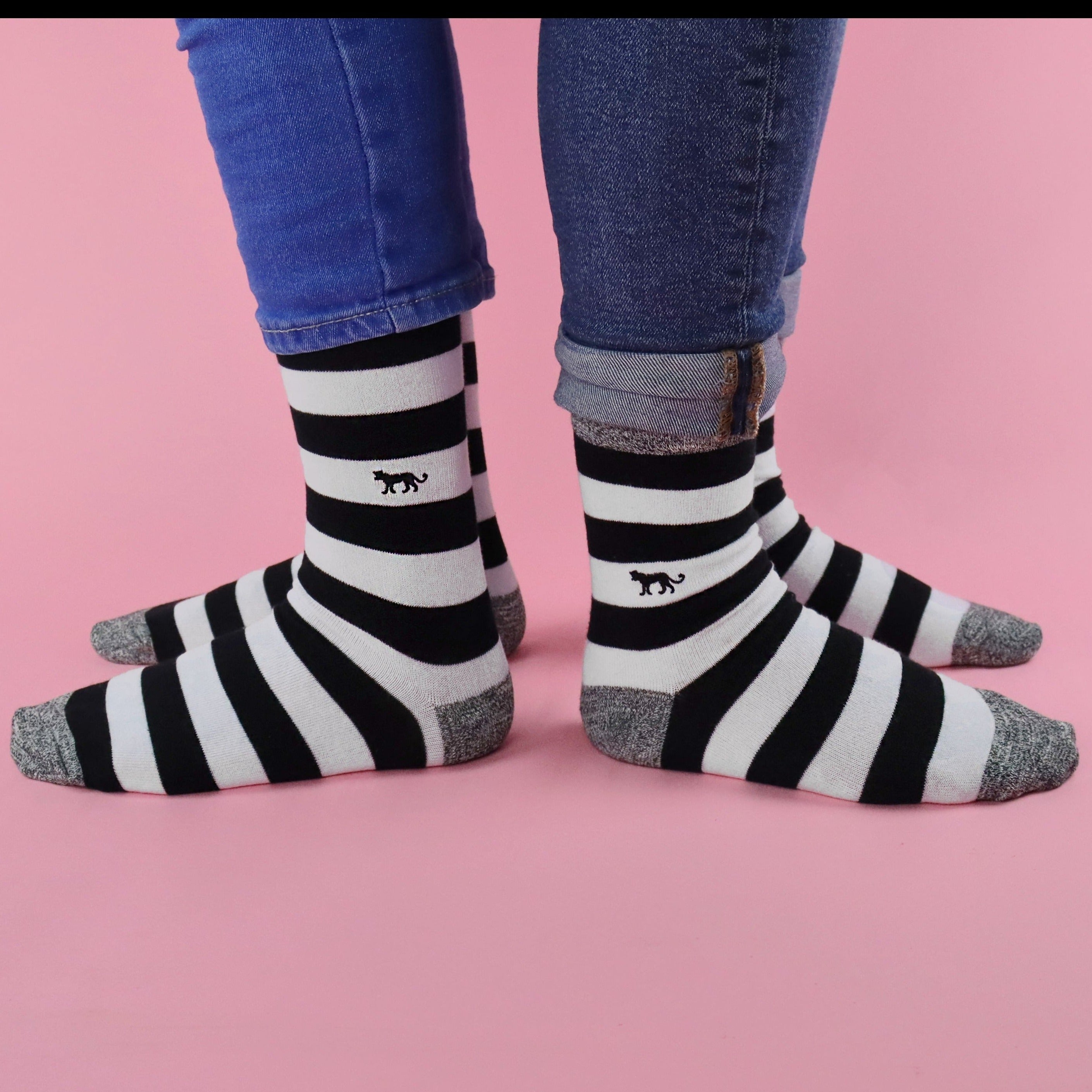 Critically Endangered Adult Striped Socks - Leopard