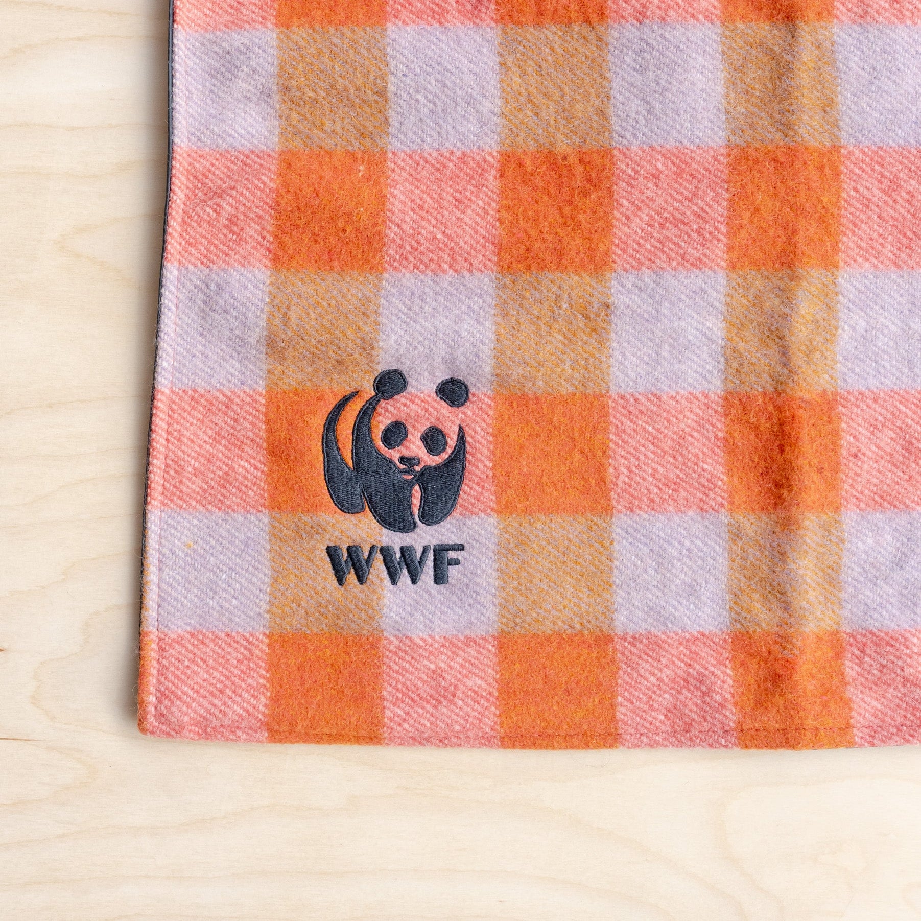 Recycled Wool Small Picnic Blanket in Orange Gingham