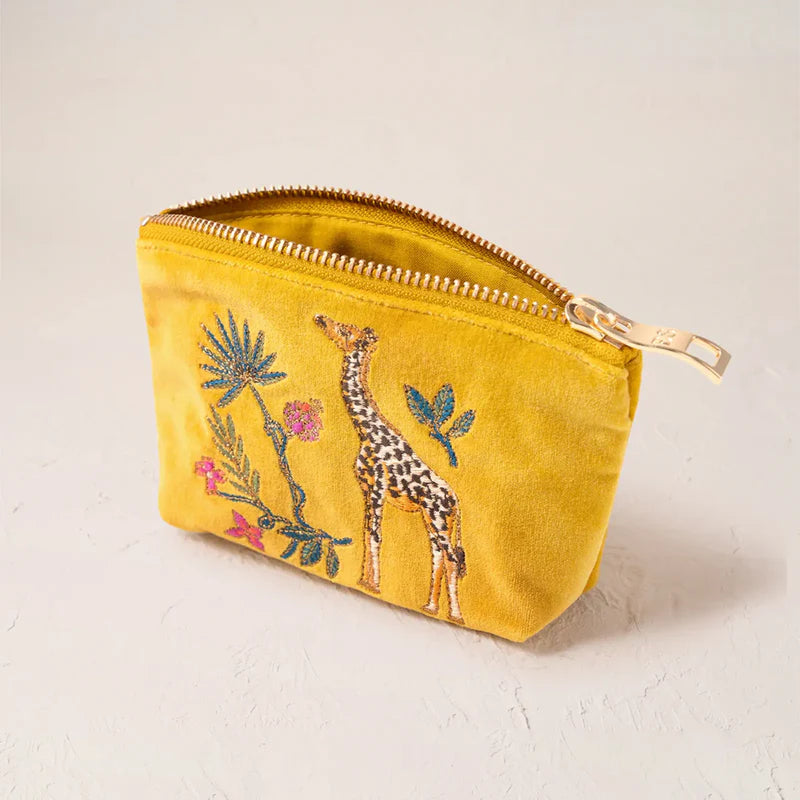 Wild Giraffe Palm Coin Purse - Yellow