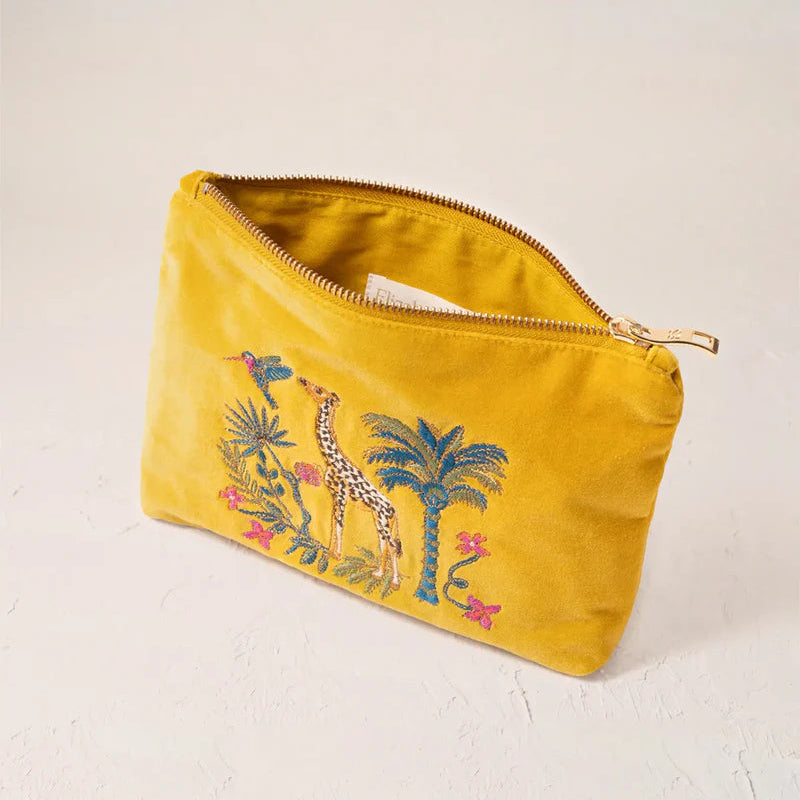 Wild Giraffe Palm Mini Pouch - Yellow