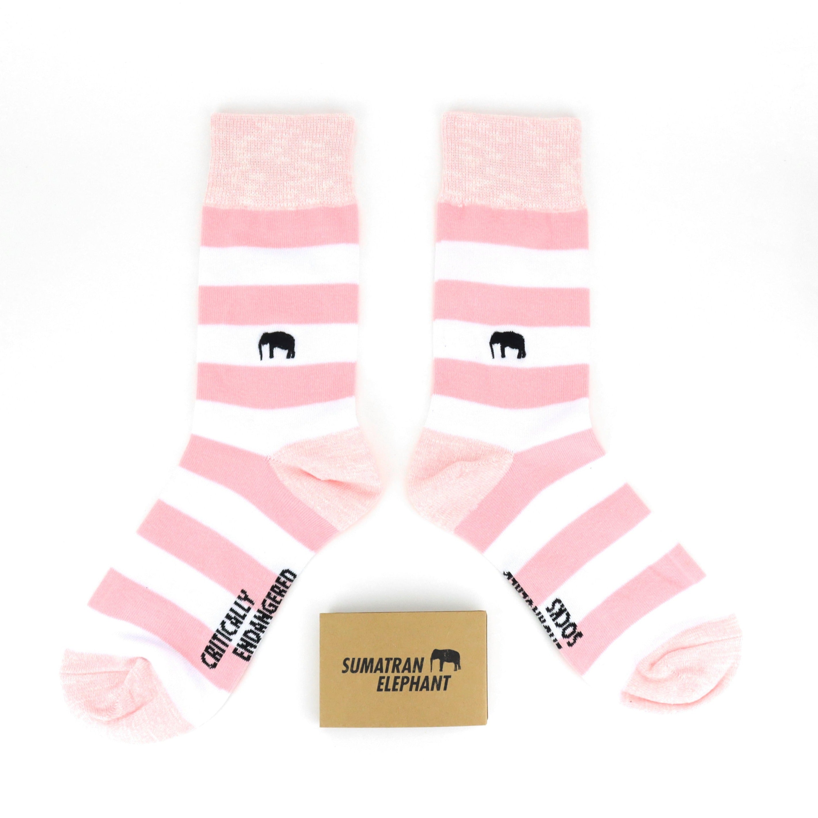 Critically Endangered Adult Striped Socks - Elephant