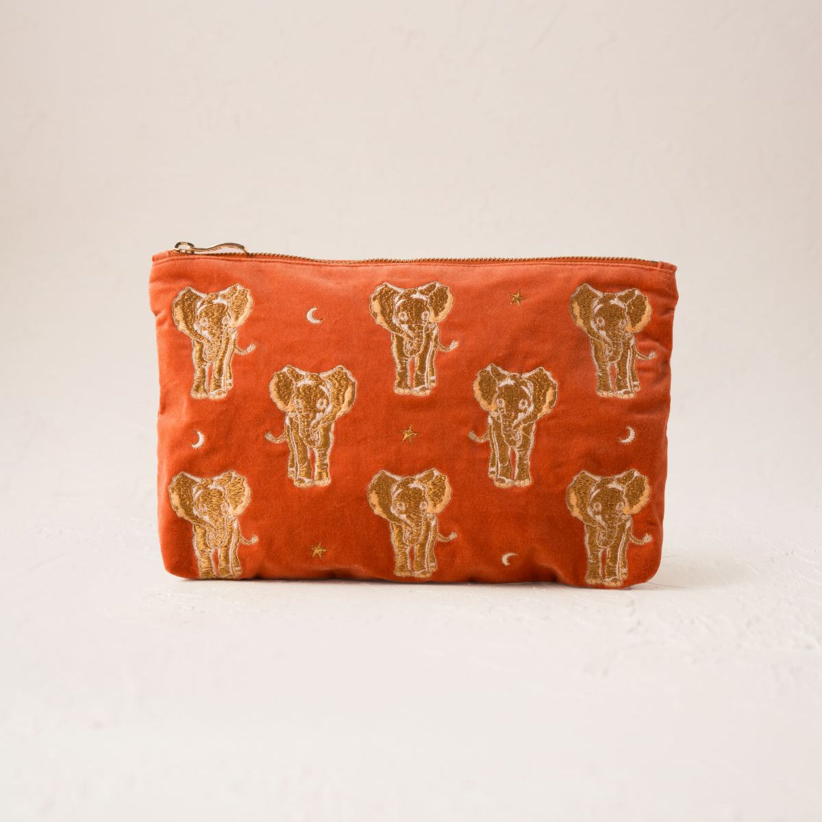 Golden Elephants Everyday Pouch - Rust