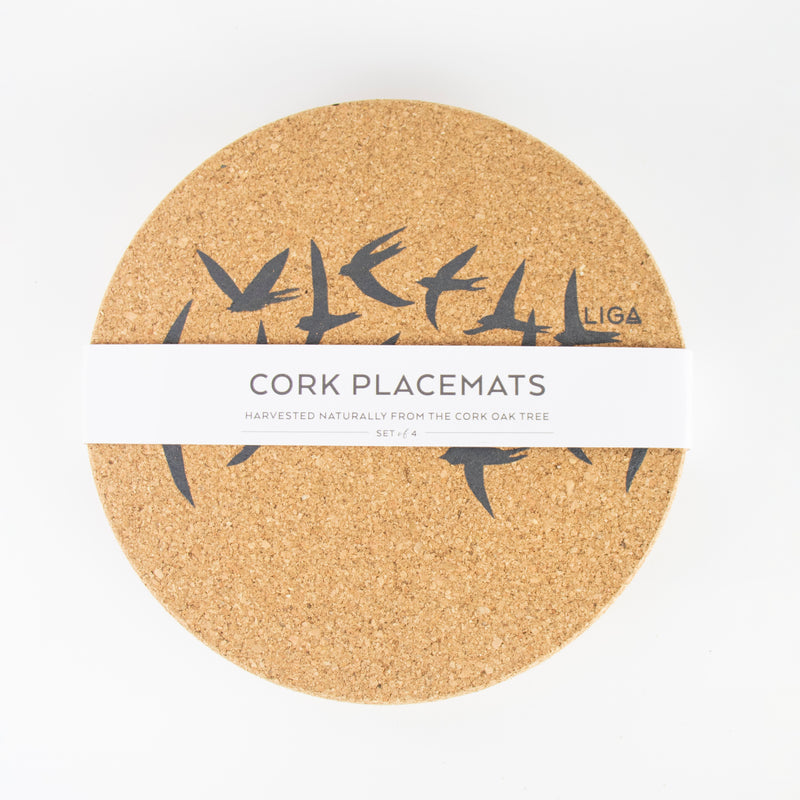 Cork Placemat - Swallow Print