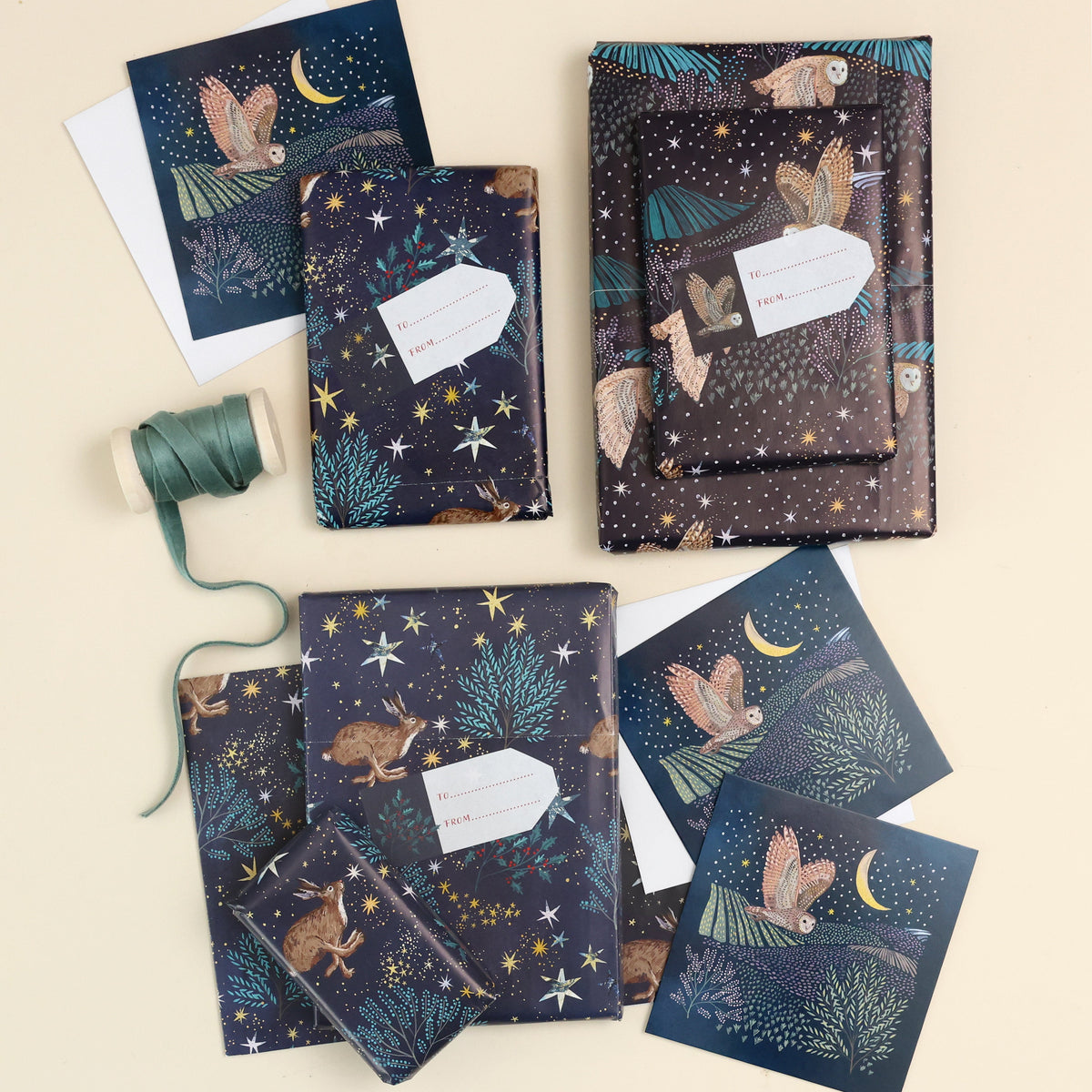 Starlit Fields Wrapping Paper (4 sheets & 8 sticker tags)