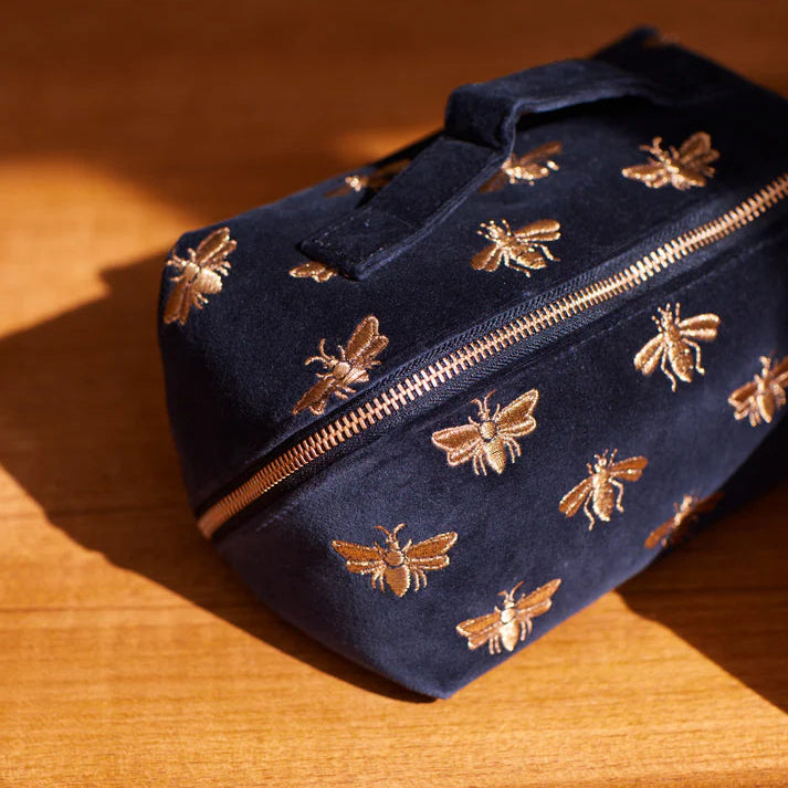 Honey bee Open Flat Makeup Bag - Charcoal