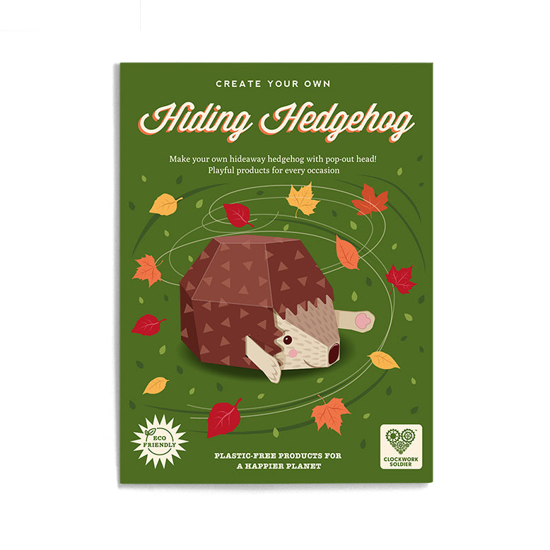 Hiding hedgehog front of pack on white background