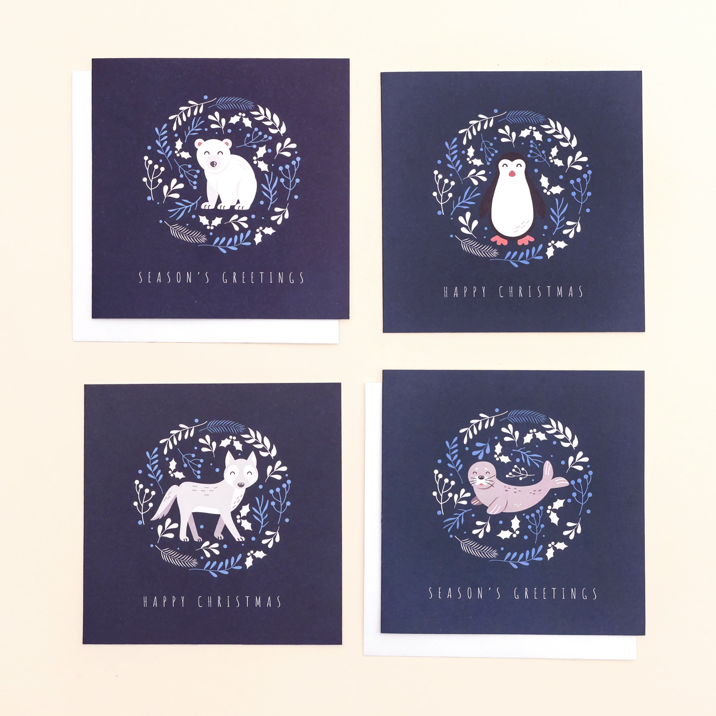 Polar Animals Christmas Cards (multipack of 8)