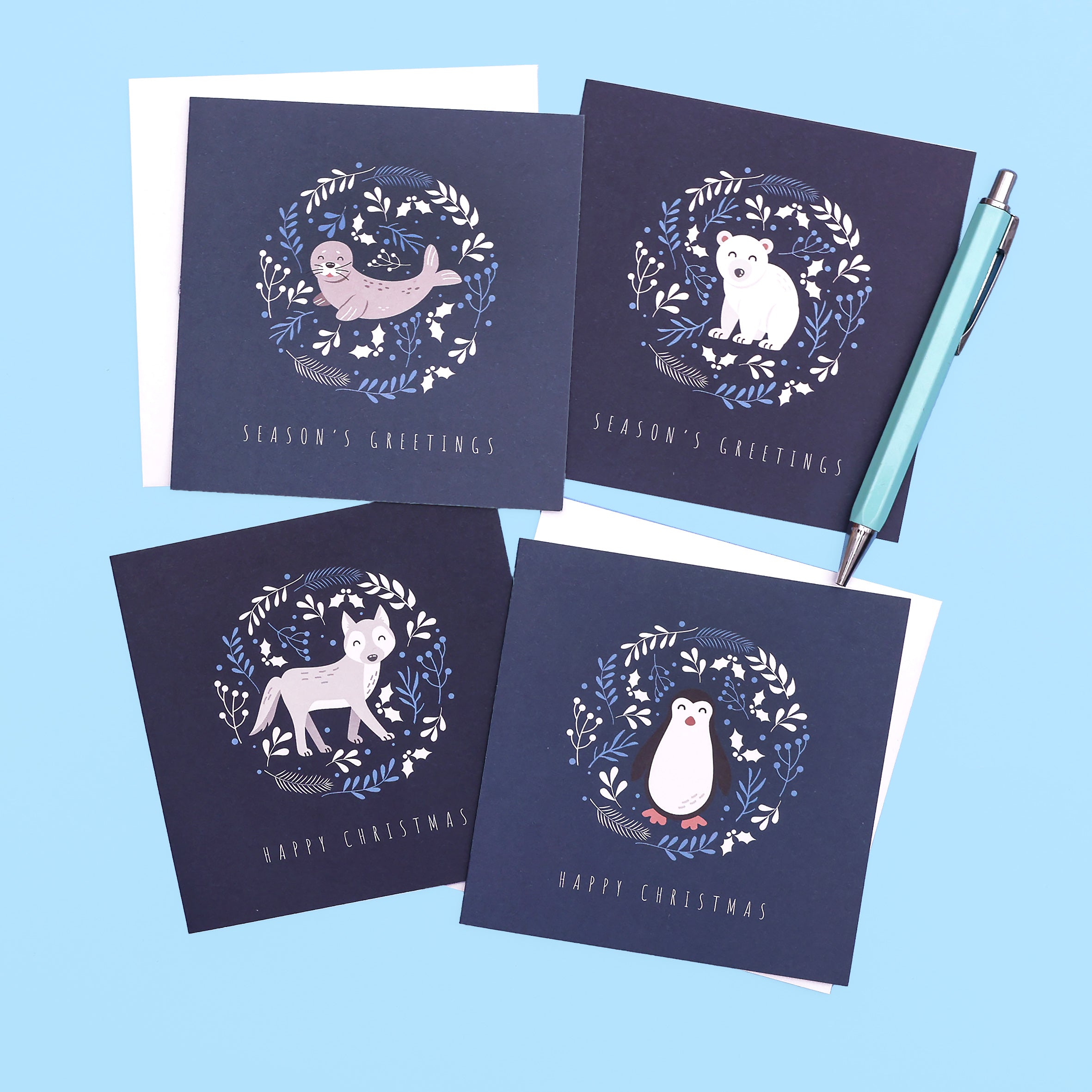 Polar Animals Christmas Cards (multipack of 8)