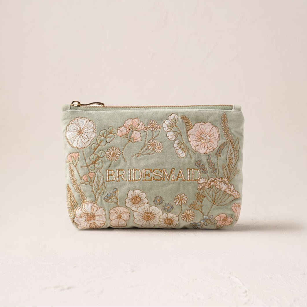 Pressed Flowers Bridesmaid Mini Pouch - Sage