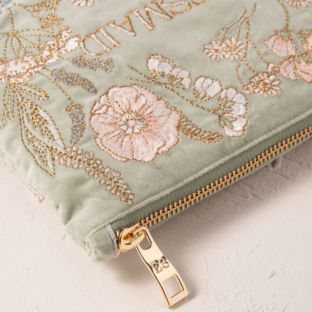 Pressed Flowers Bridesmaid Mini Pouch - Sage