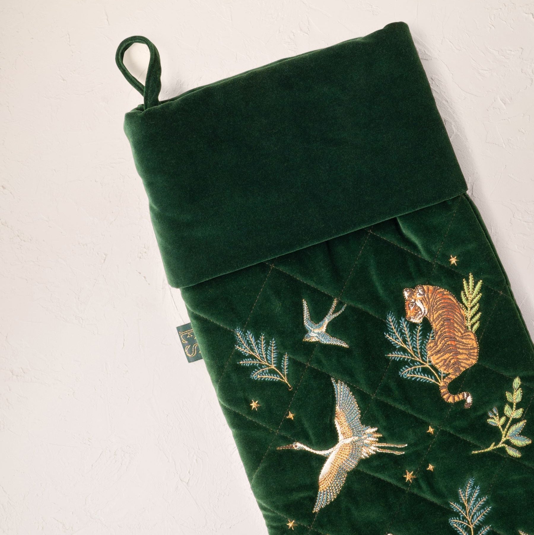 Safari Velvet Stocking - Forest Green