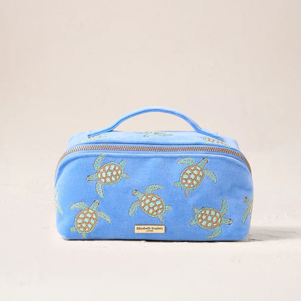 Turtle Open Flat Makeup Bag - Caribbean Blue