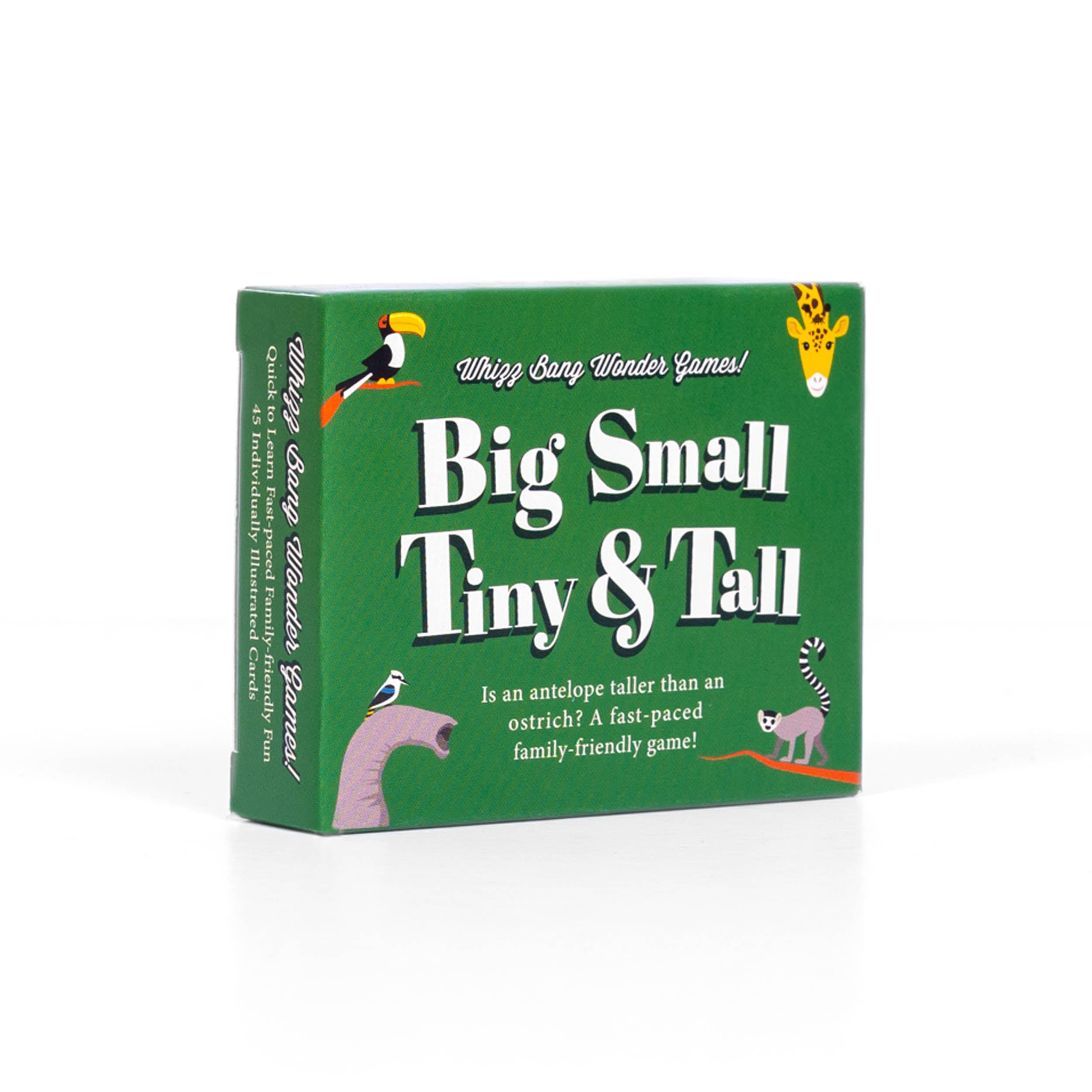 Big Small Tiny Tall game box on side on white background