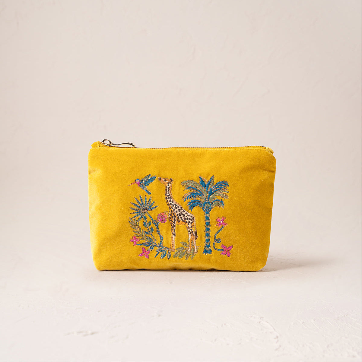 Wild Giraffe Palm Mini Pouch - Yellow