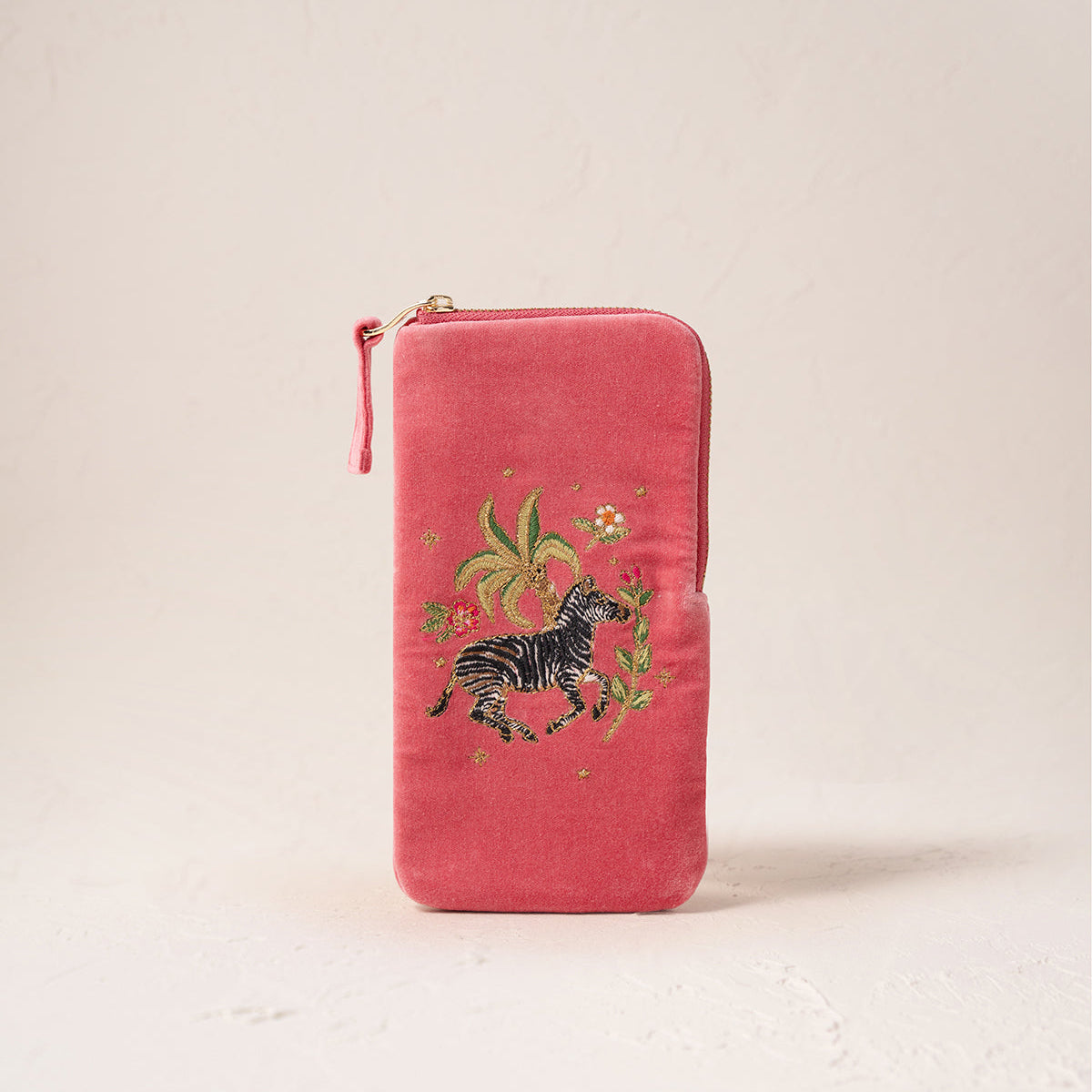 Wild Zebra Palm Glasses Case - Blush Pink