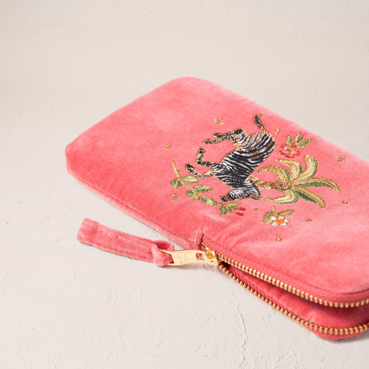 Wild Zebra Palm Glasses Case - Blush Pink