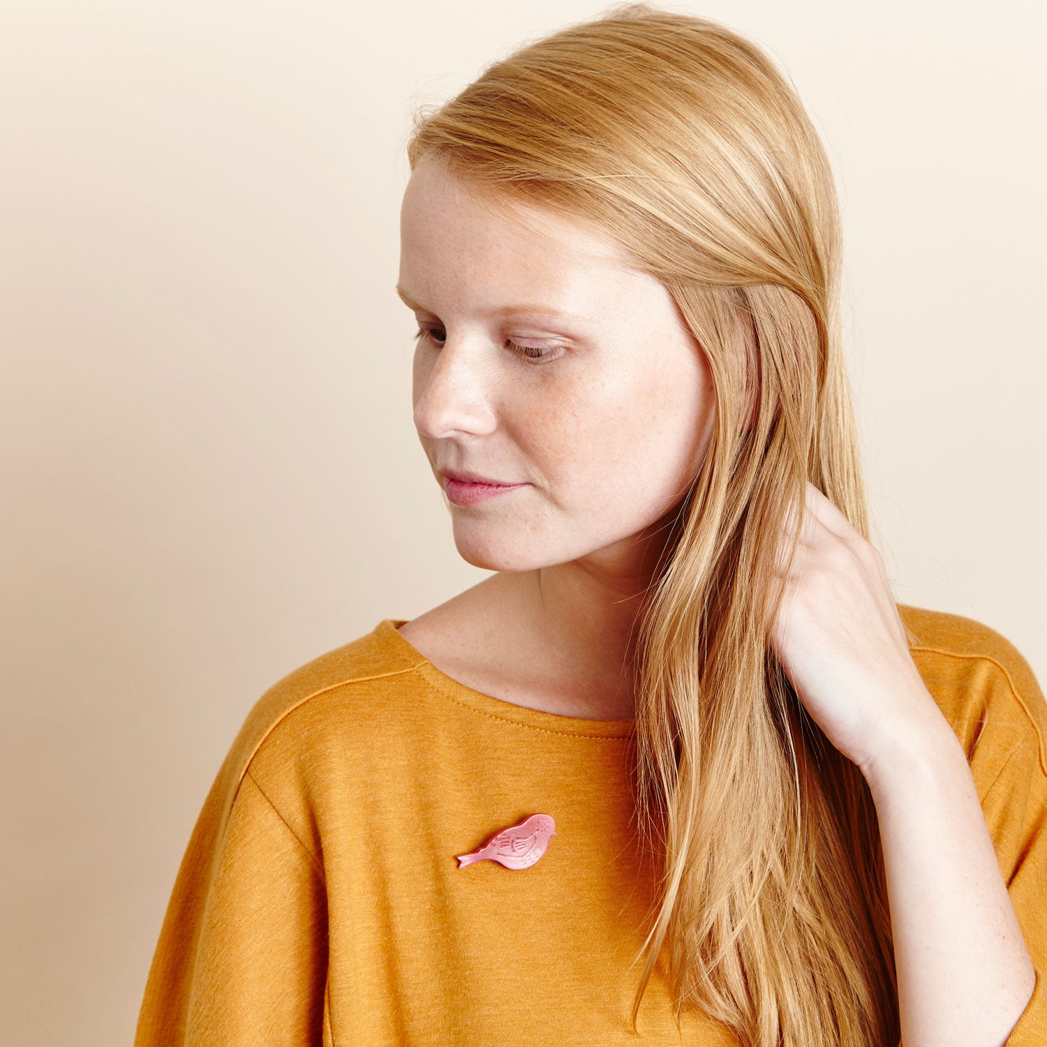 Woodland Friends Warbler Brooch - Red