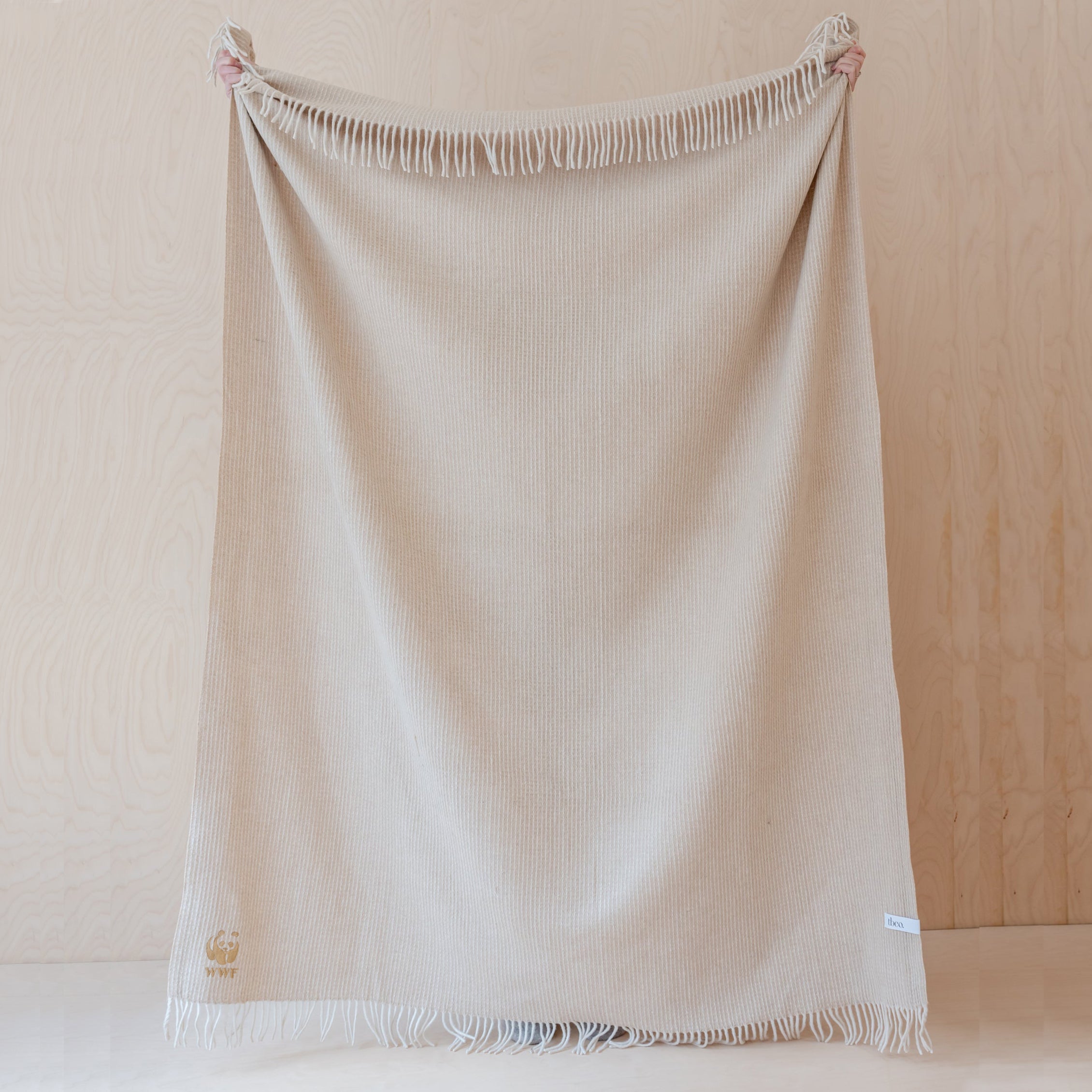 Recycled Wool Large Waffle Blanket - Camel