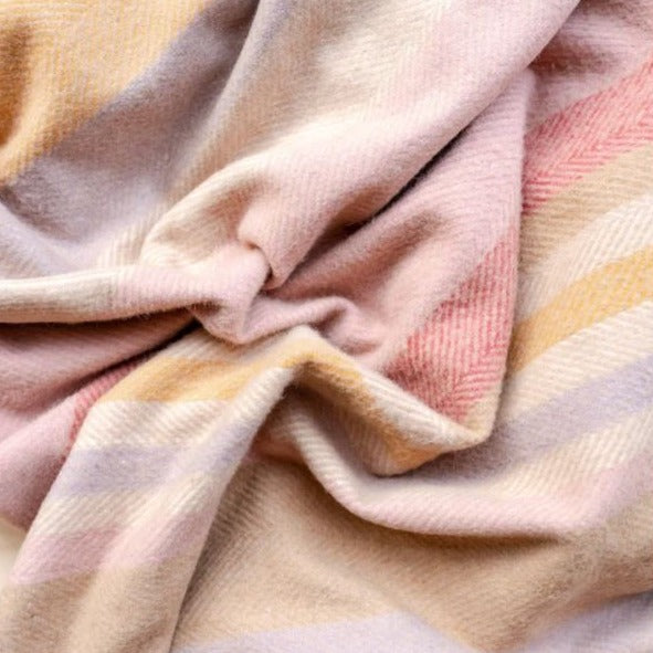 Recycled Wool Large Picnic Blanket - Coral Stripe