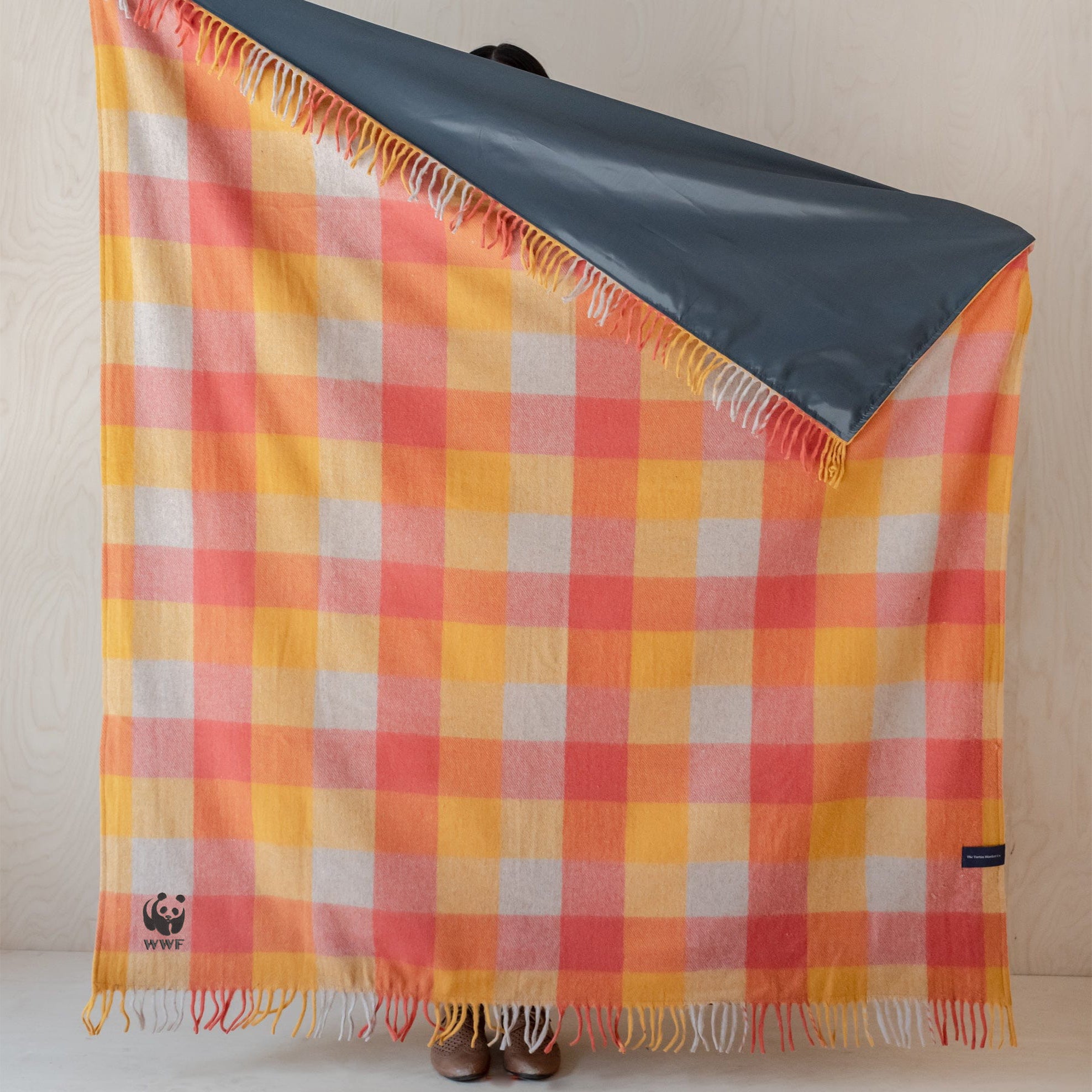 Recycled Wool Large Picnic Blanket - Honey Meadow Check