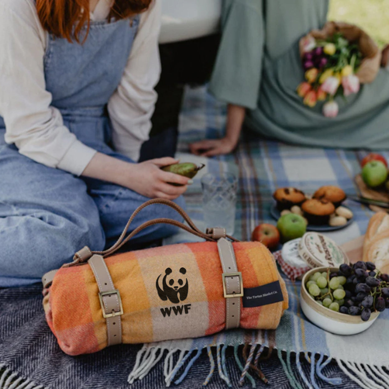 Recycled Wool Large Picnic Blanket - Honey Meadow Check