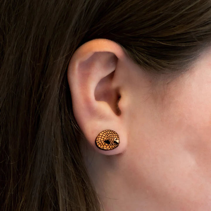 Hand-painted Wooden Earrings - Pangolin