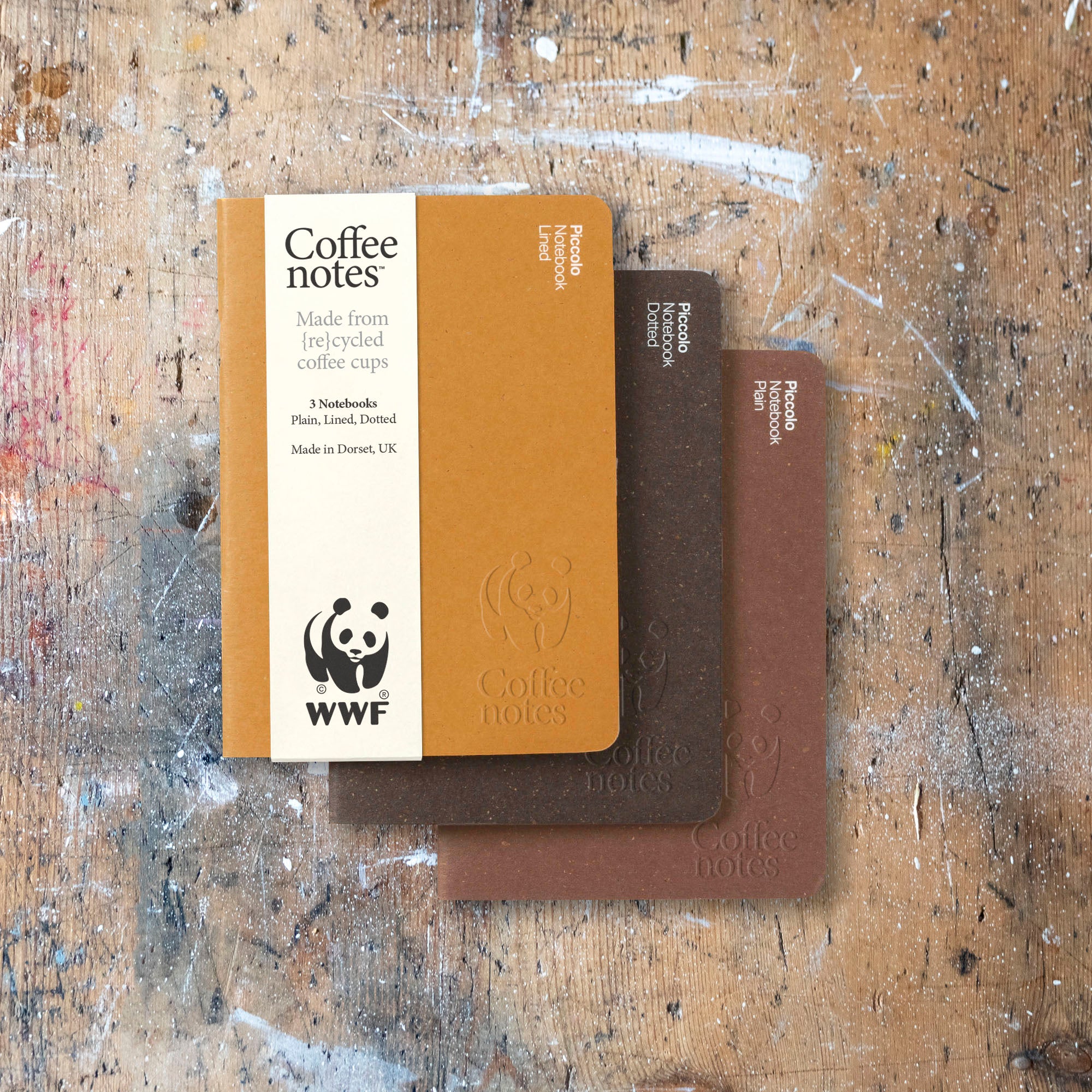 WWF x Coffeenotes Set of Three Stitched Notebooks - Beer