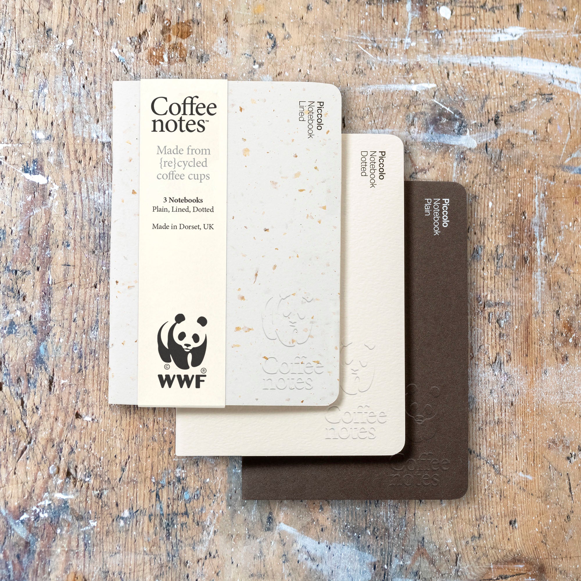 WWF x Coffeenotes Set of Three Stitched Notebooks - Café