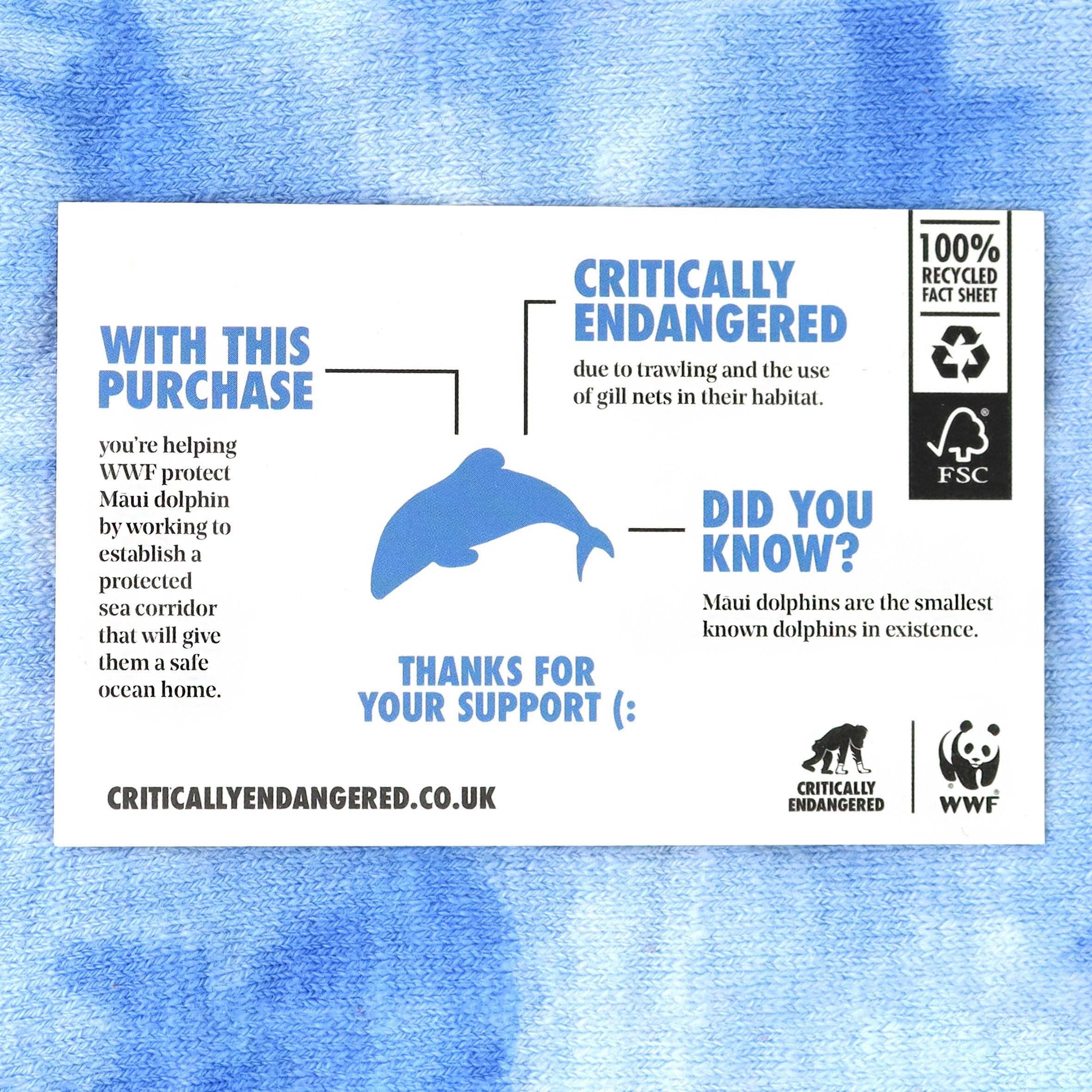 Critically Endangered Tie Dye Adult Socks - Dolphin