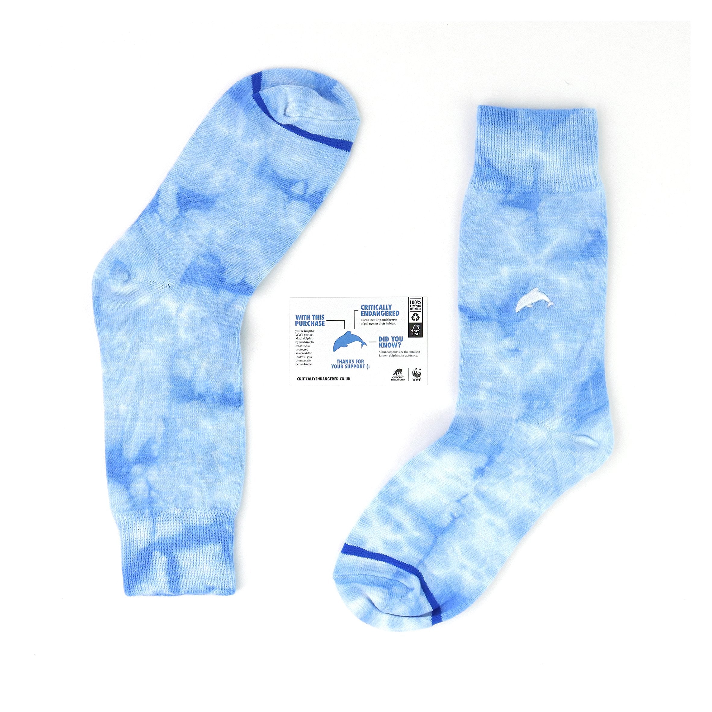 Critically Endangered Tie Dye Adult Socks - Dolphin