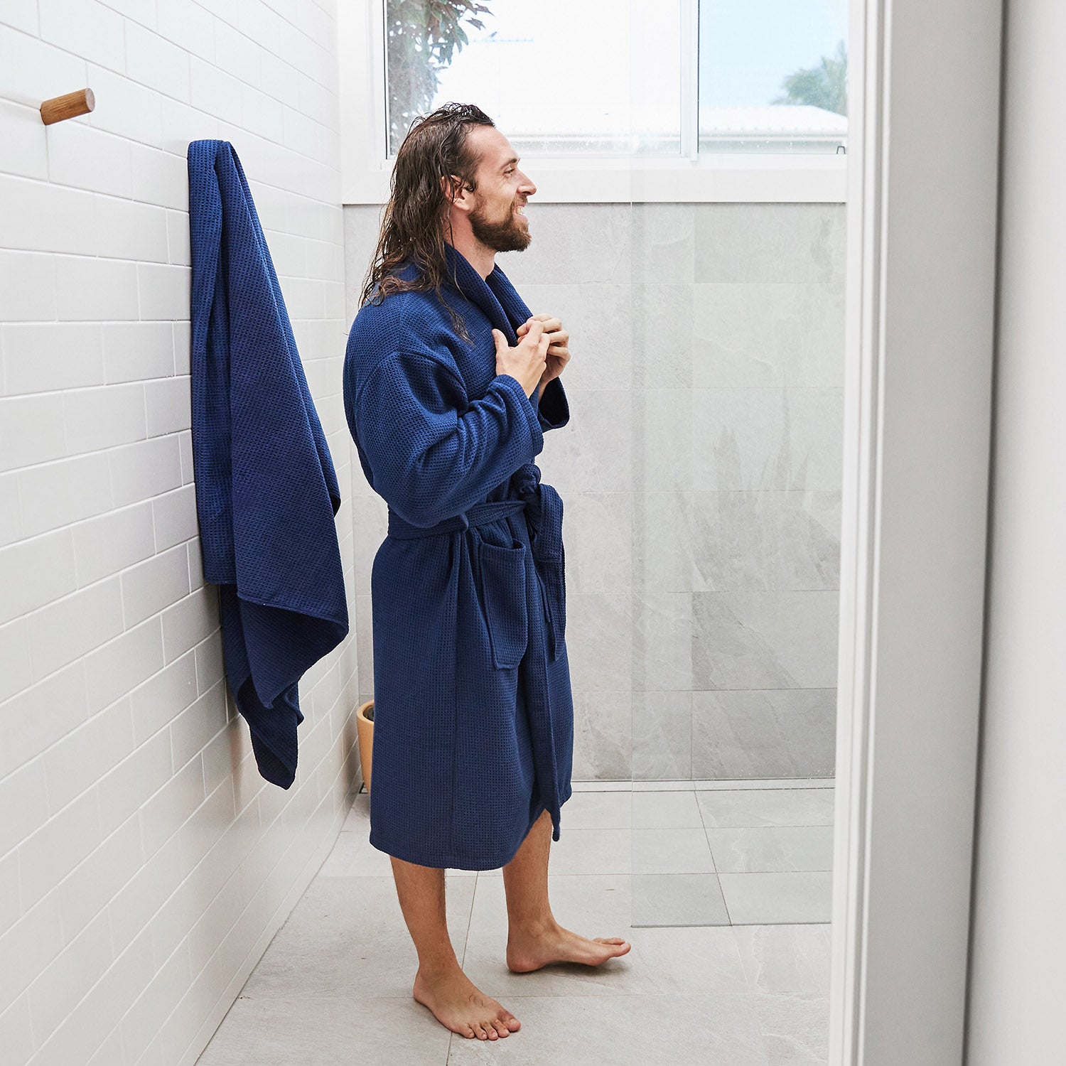 Bath Robe - Nautical Navy