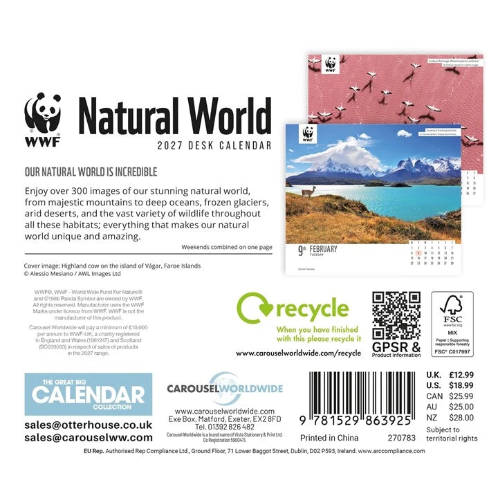 WWF Natural World Desk Calendar 2027