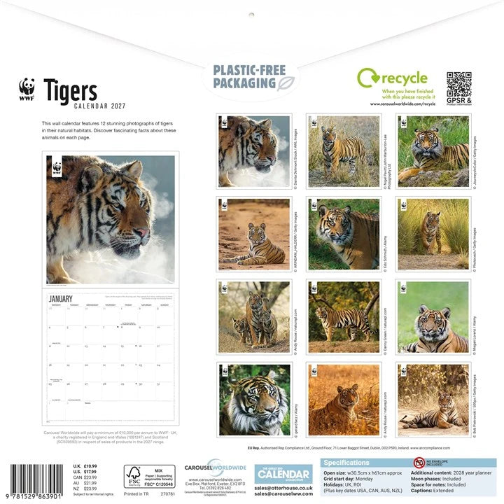 WWF Tigers Calendar 2027