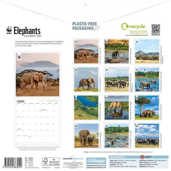 WWF Elephants Calendar 2027