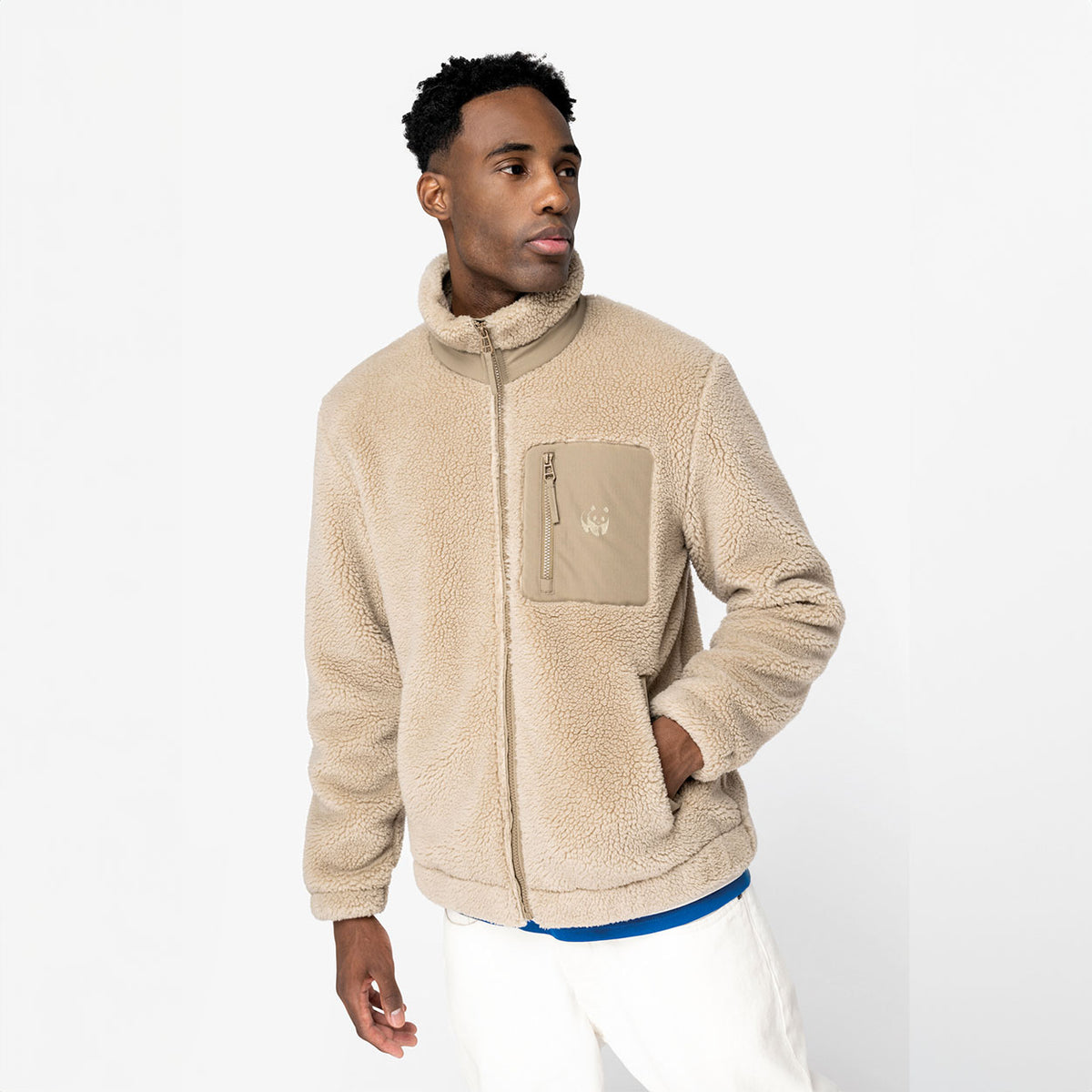Recycled Unisex Sherpa Jacket Sand - Main Image