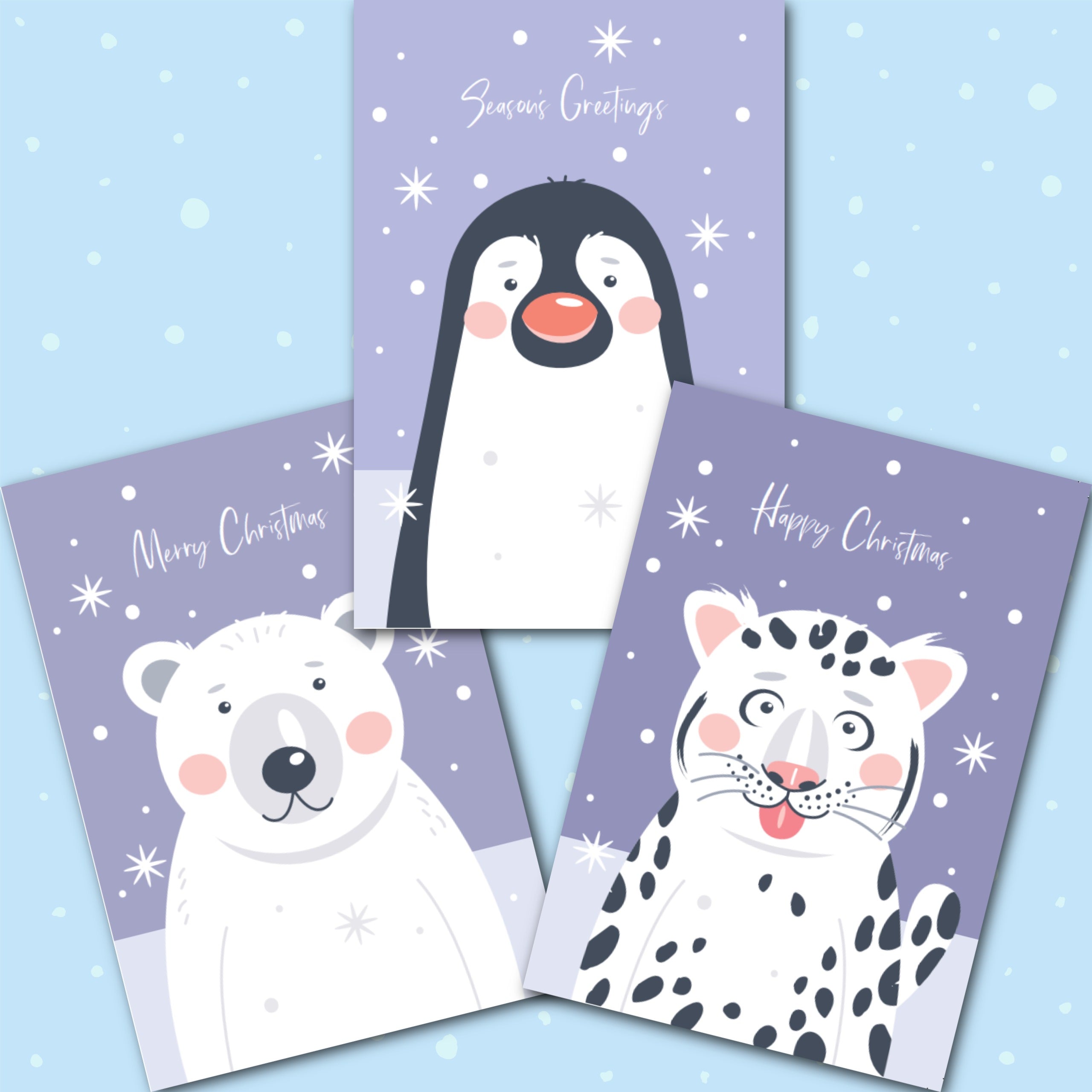 Animal Greeting Christmas Cards (multipack of 30)