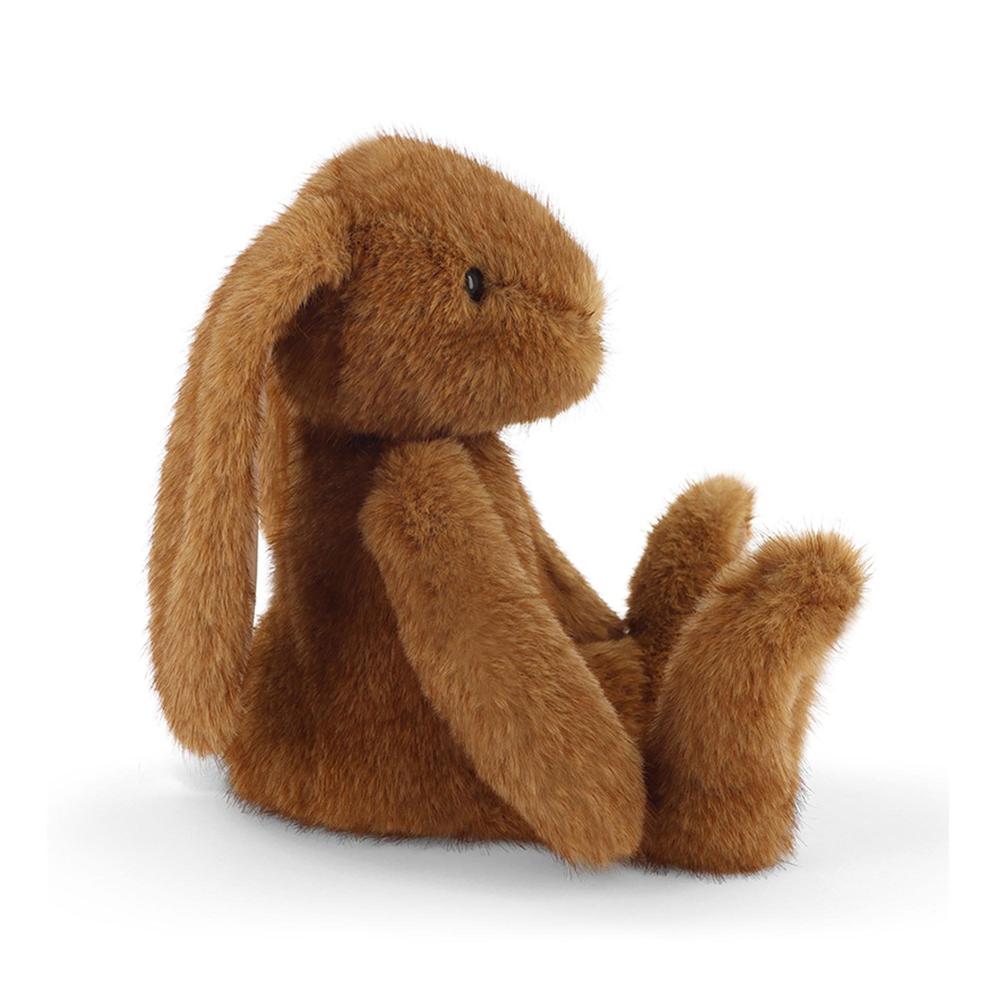 Brown bunny rabbit plush sitting side on