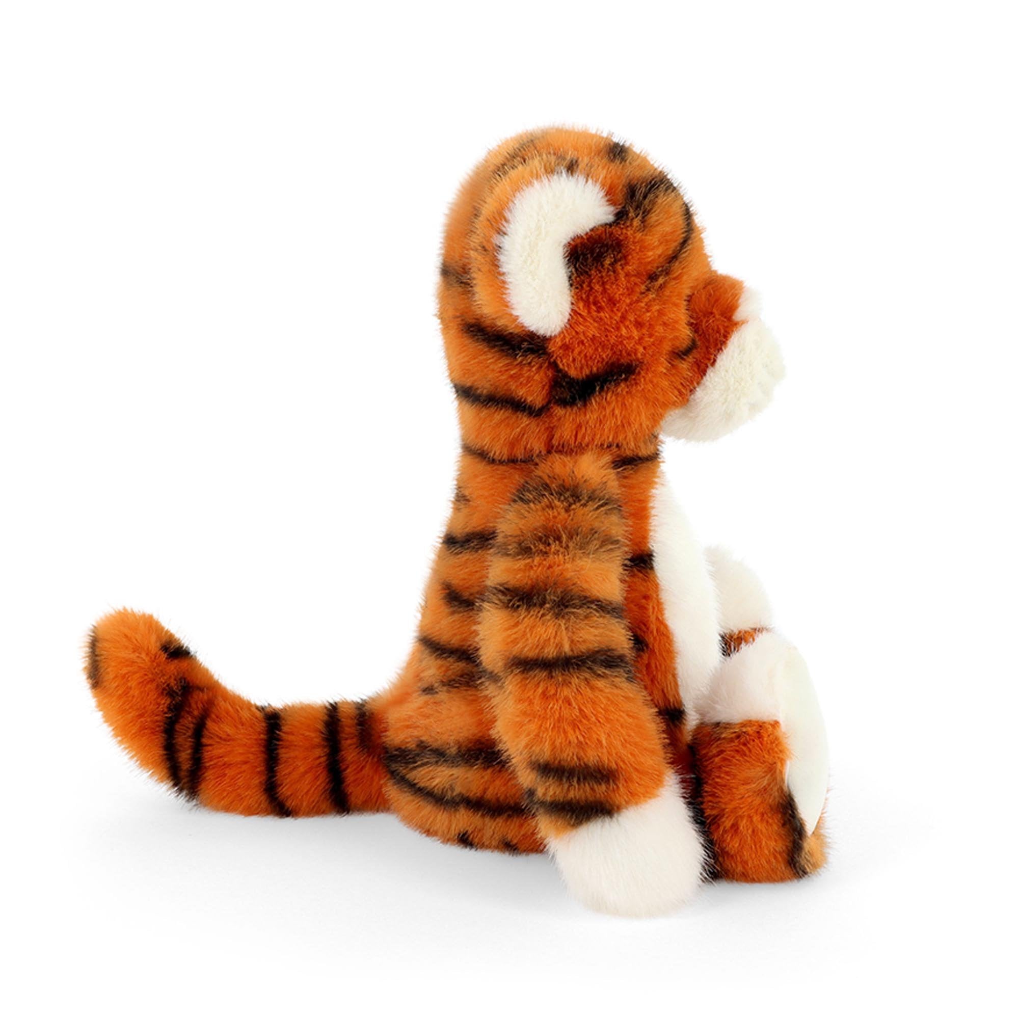 Tiger plush toy sitting side on