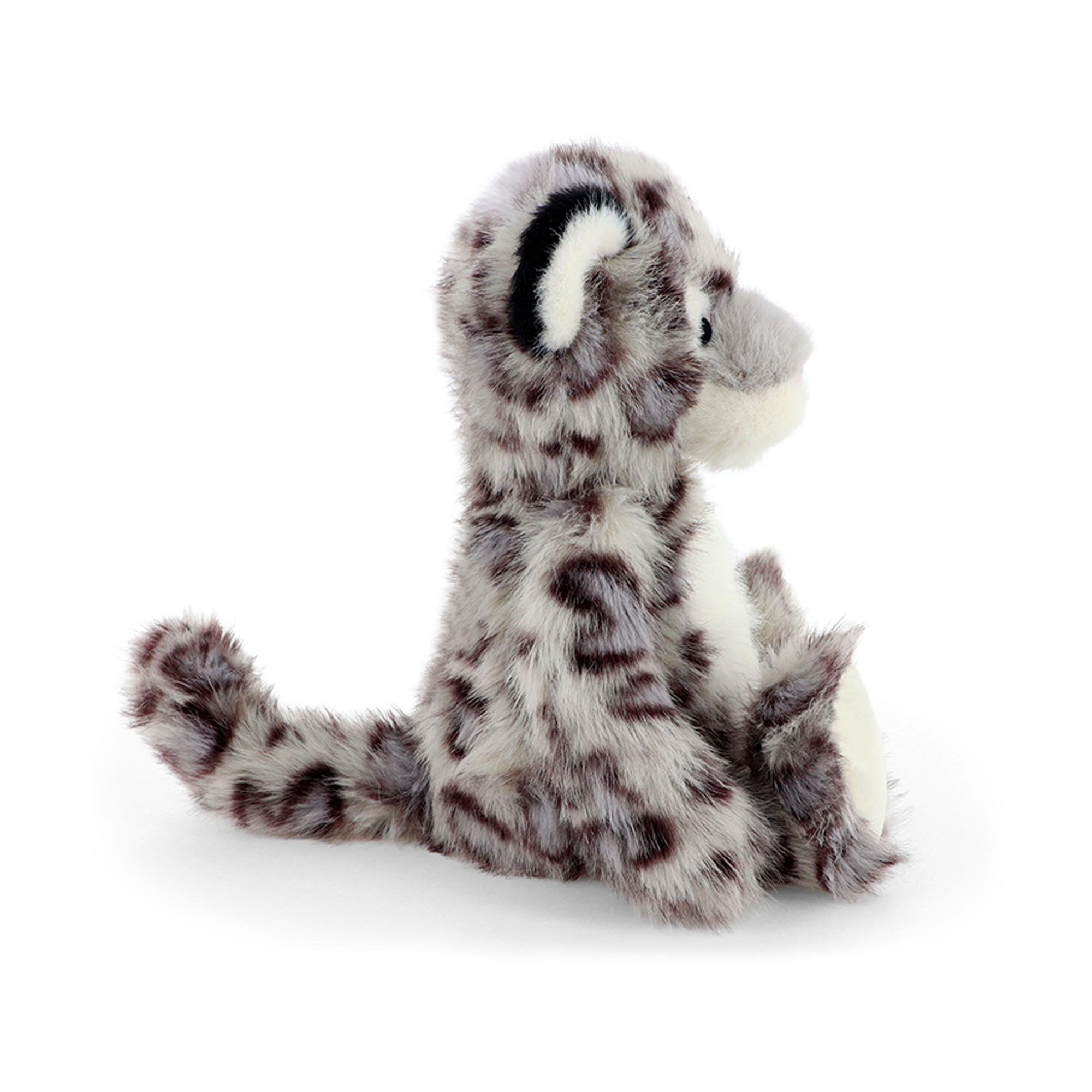 Snow Leopard plush toy sitting side on