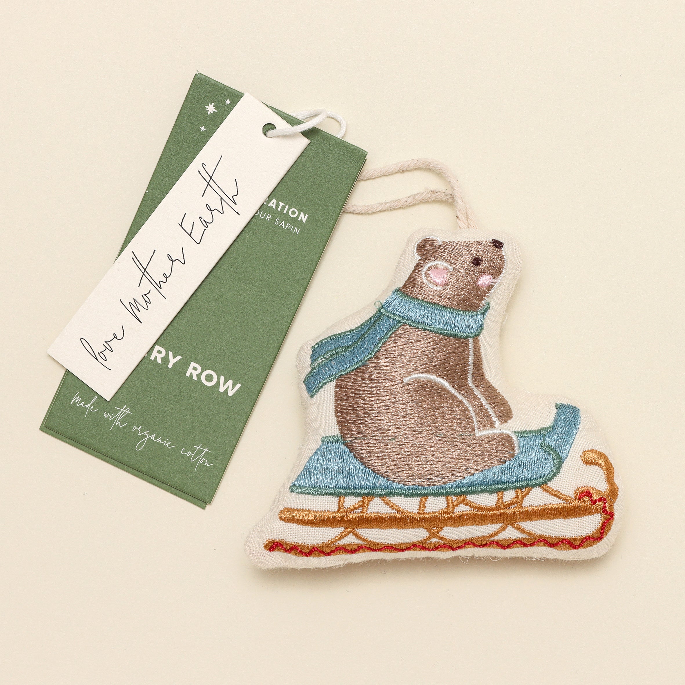 Embroidered Tree Decoration - Bear Cub