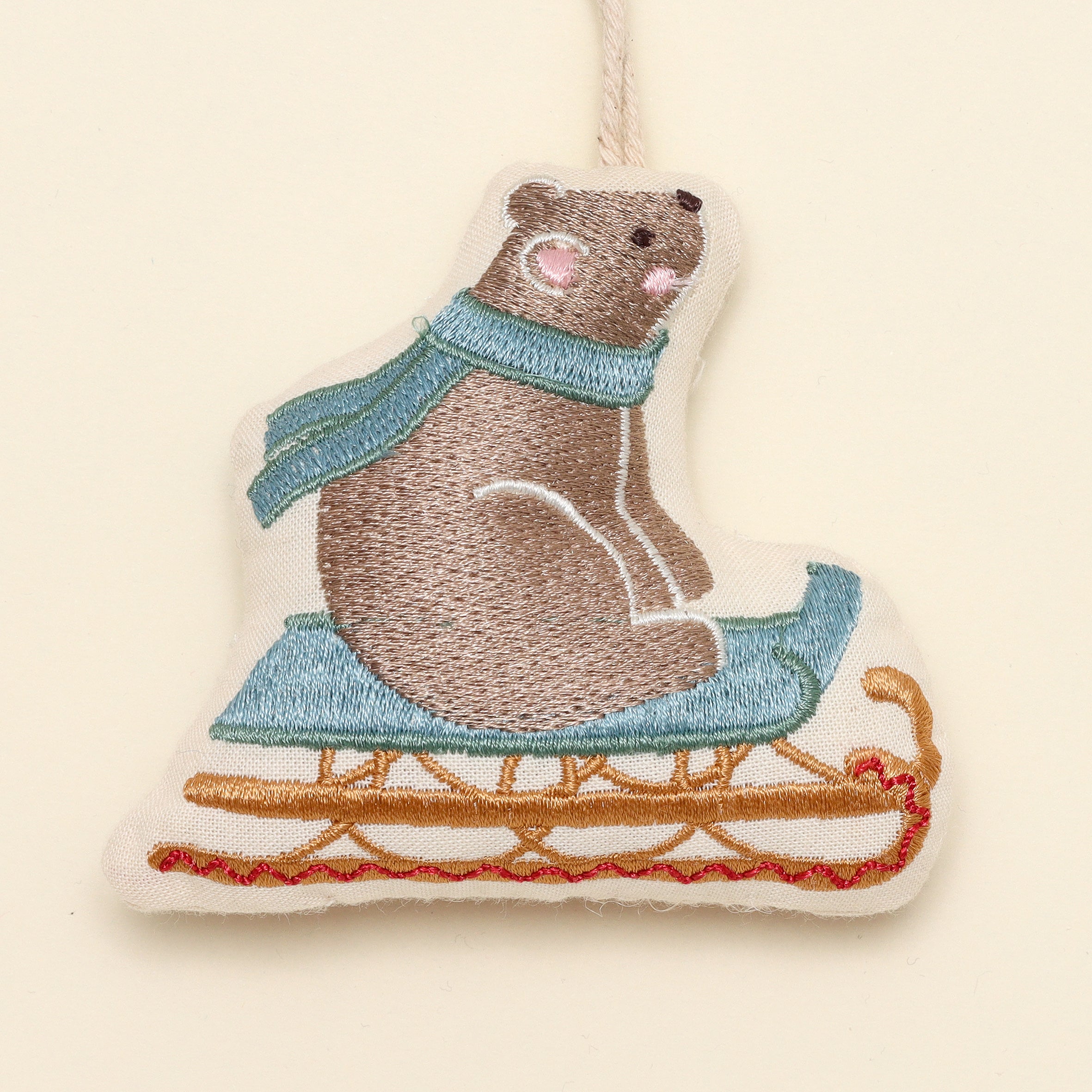 Embroidered Tree Decoration - Bear Cub