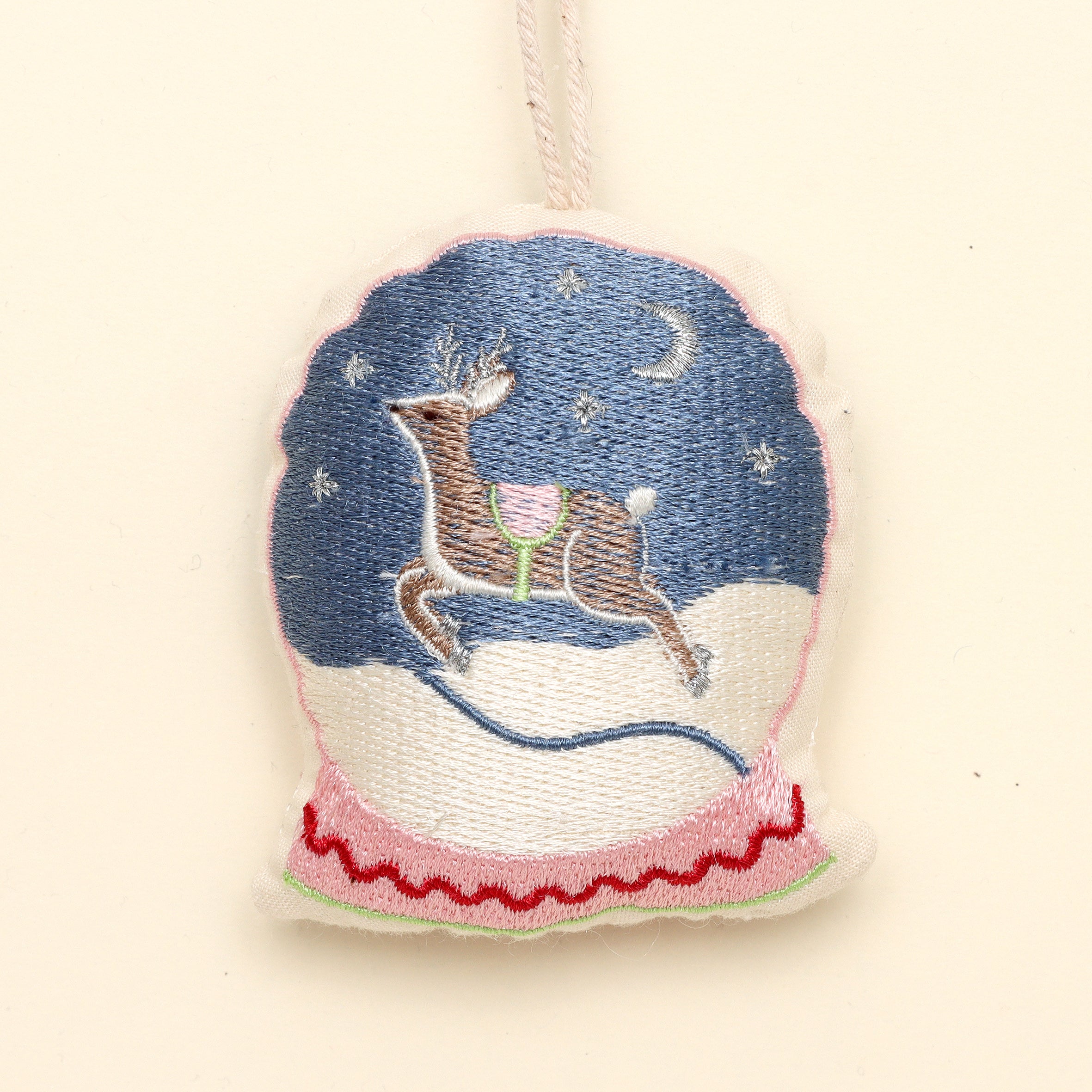 Embroidered Tree Decoration - Snow globe