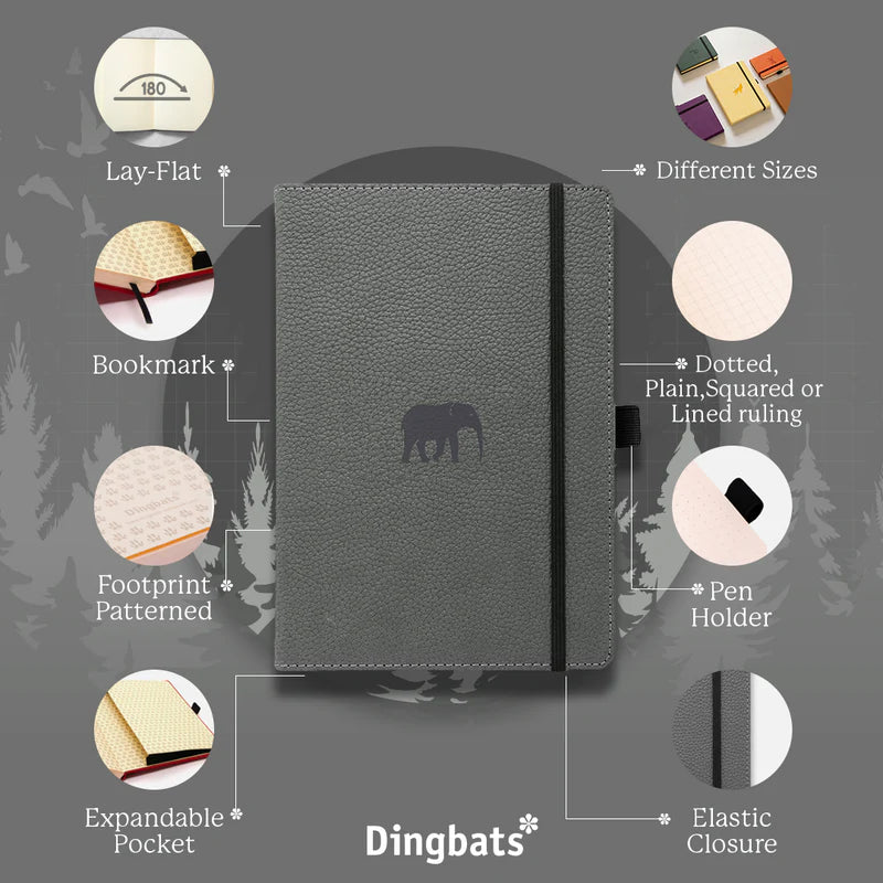 Dingbats Grey Elephant A5 Notebook