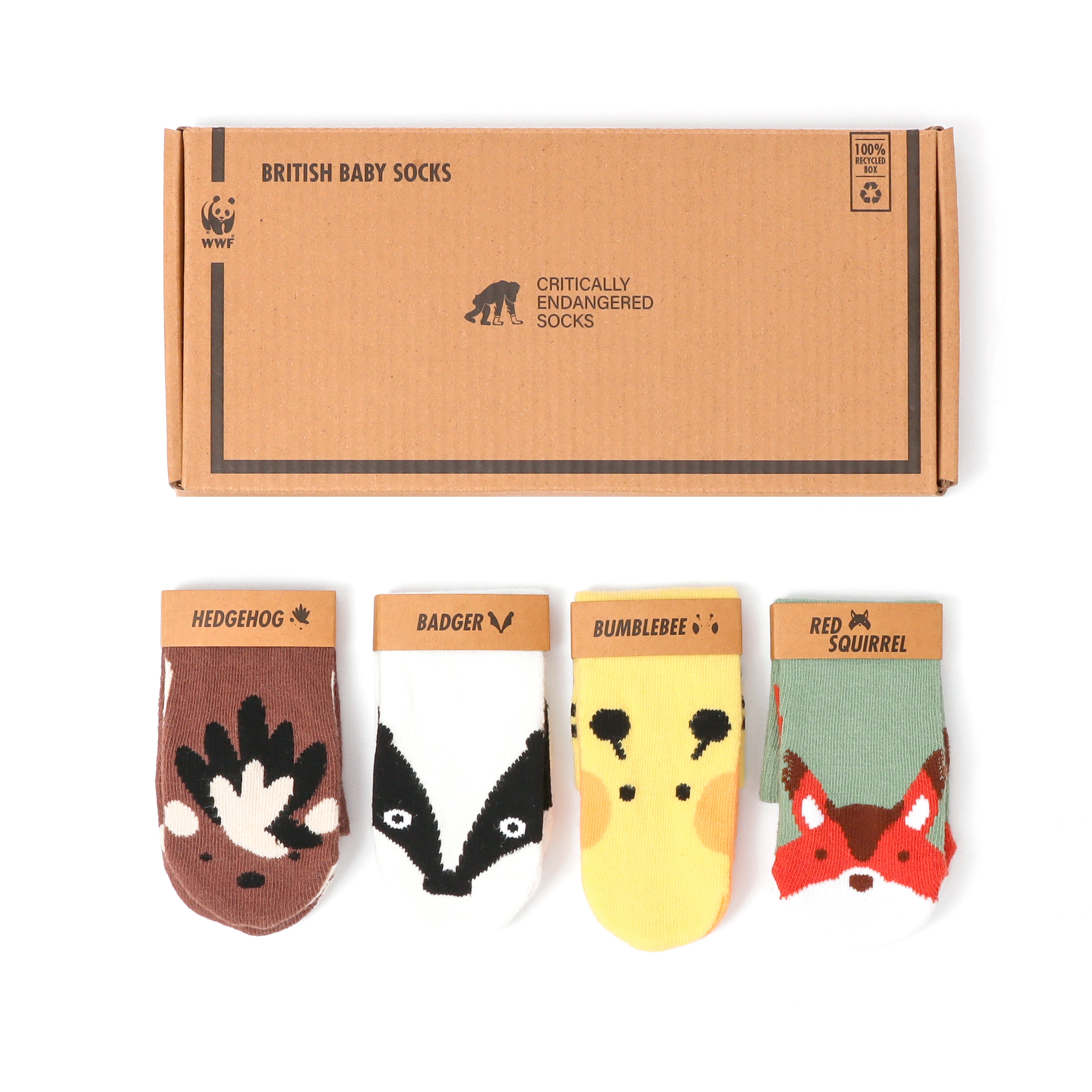 Critically Endangered Baby Socks - UK Nature 4 pack